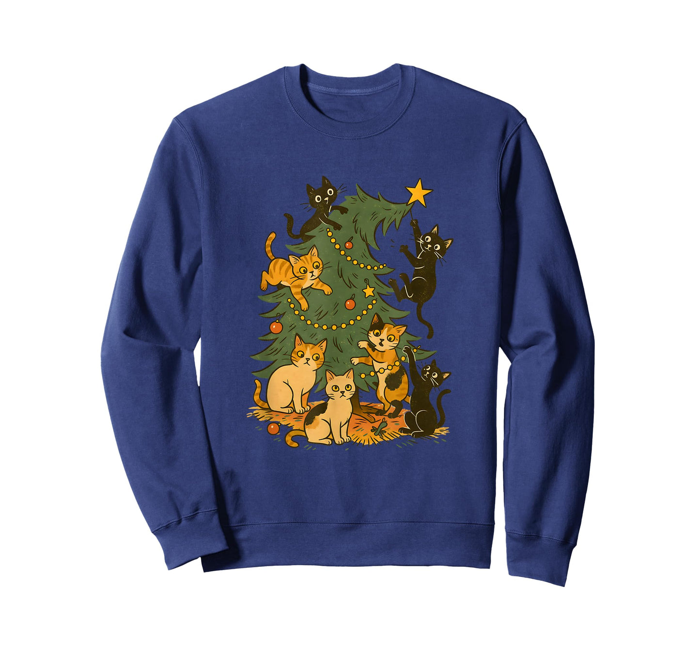 Vintage Christmas Cats Design | Funny Retro Holiday Tree Cha T-Shirt