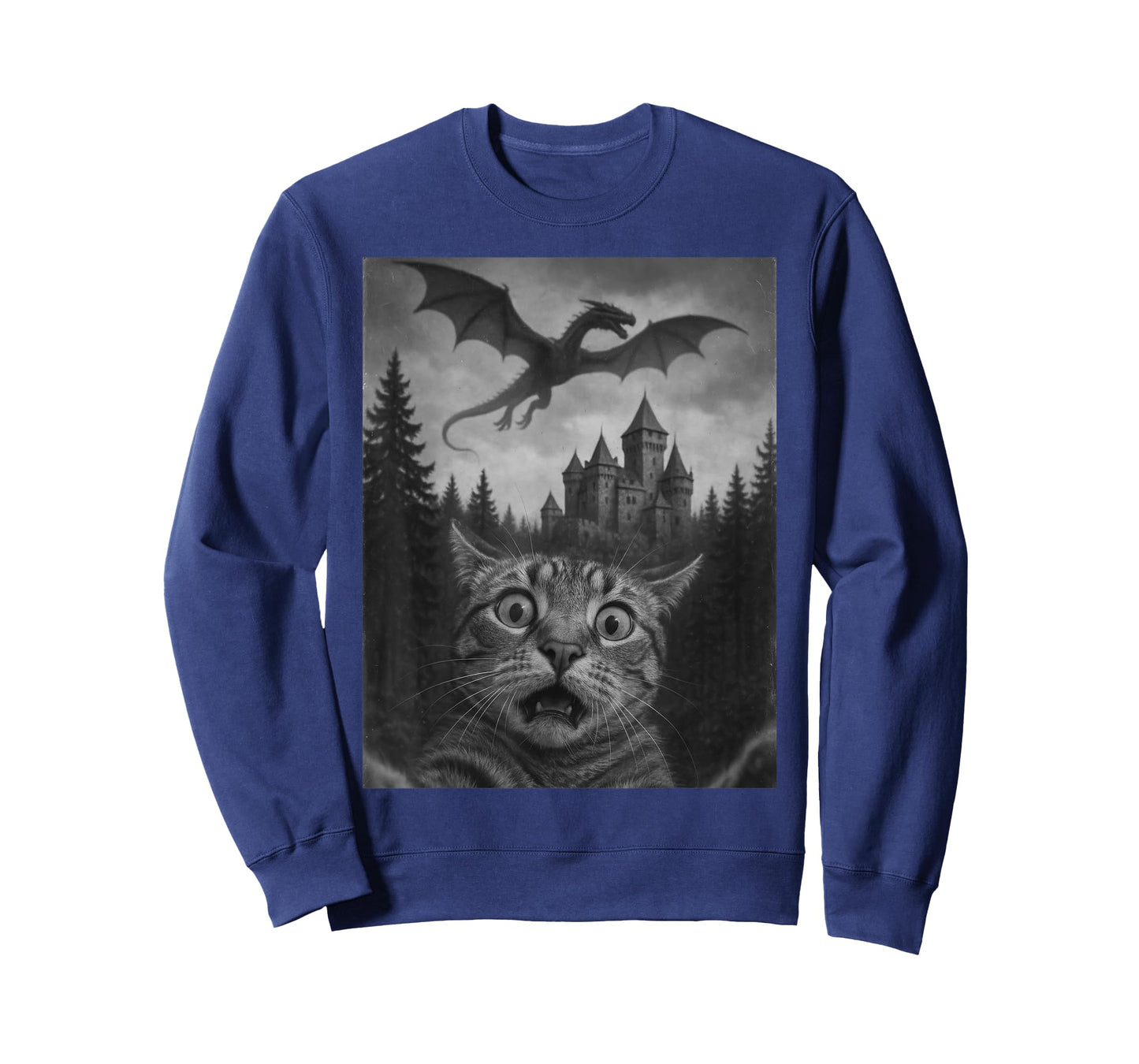 Cat Selfie with Dragon Funny Graphic Men Women Kids T-Shirt