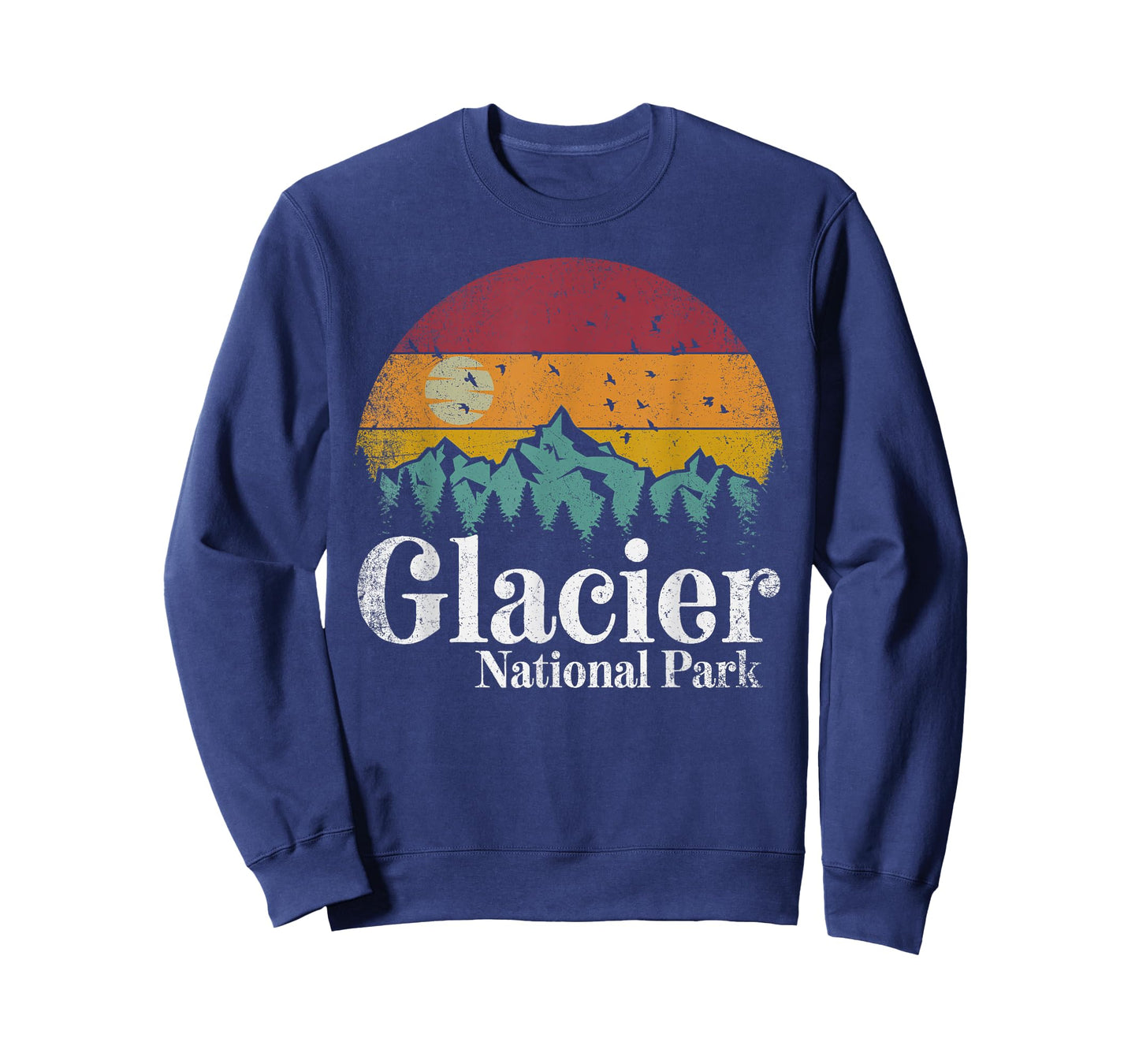 Glacier National Park Mountains Retro Hiking Camping Gift T-Shirt