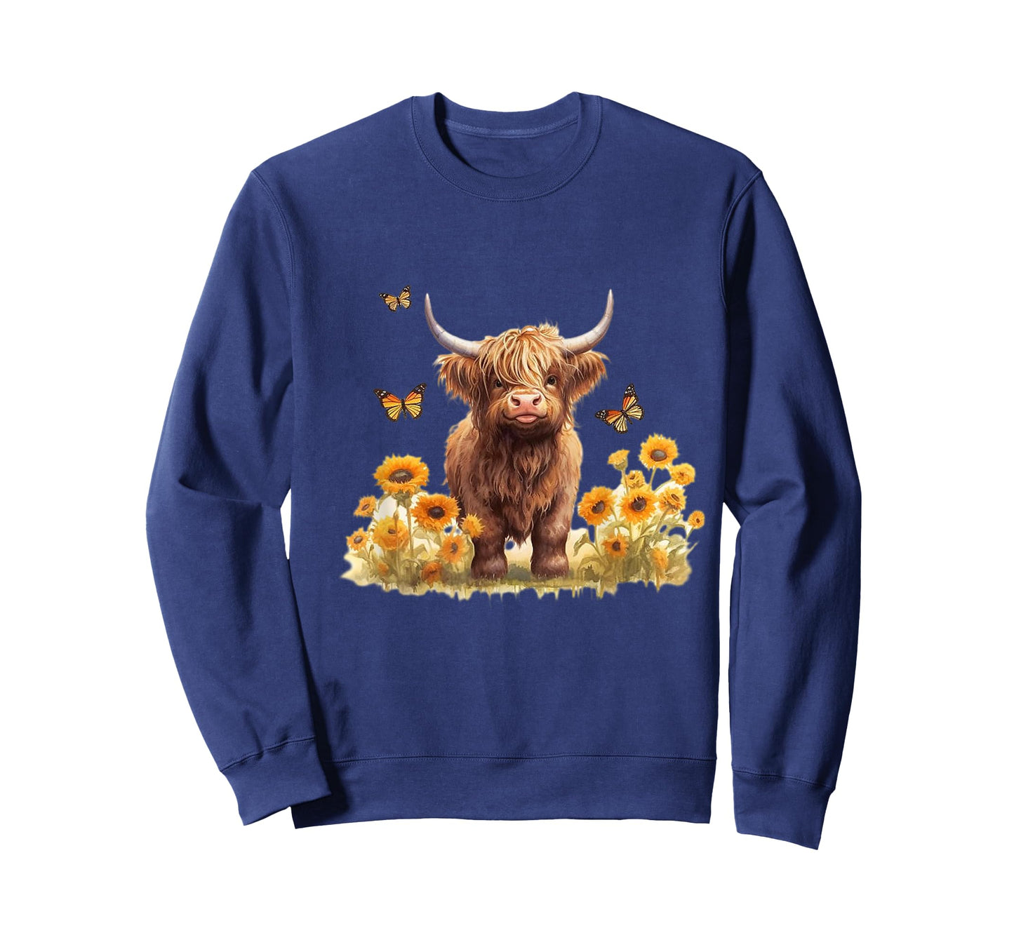Cute Highland cow with sunflowers country Heifer Farm Farmer T-Shirt