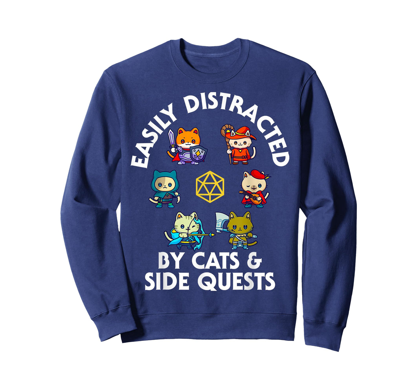 RPG Gamer Cats Side Quest Funny Nerd ADHD Cat Men Women Kids T-Shirt