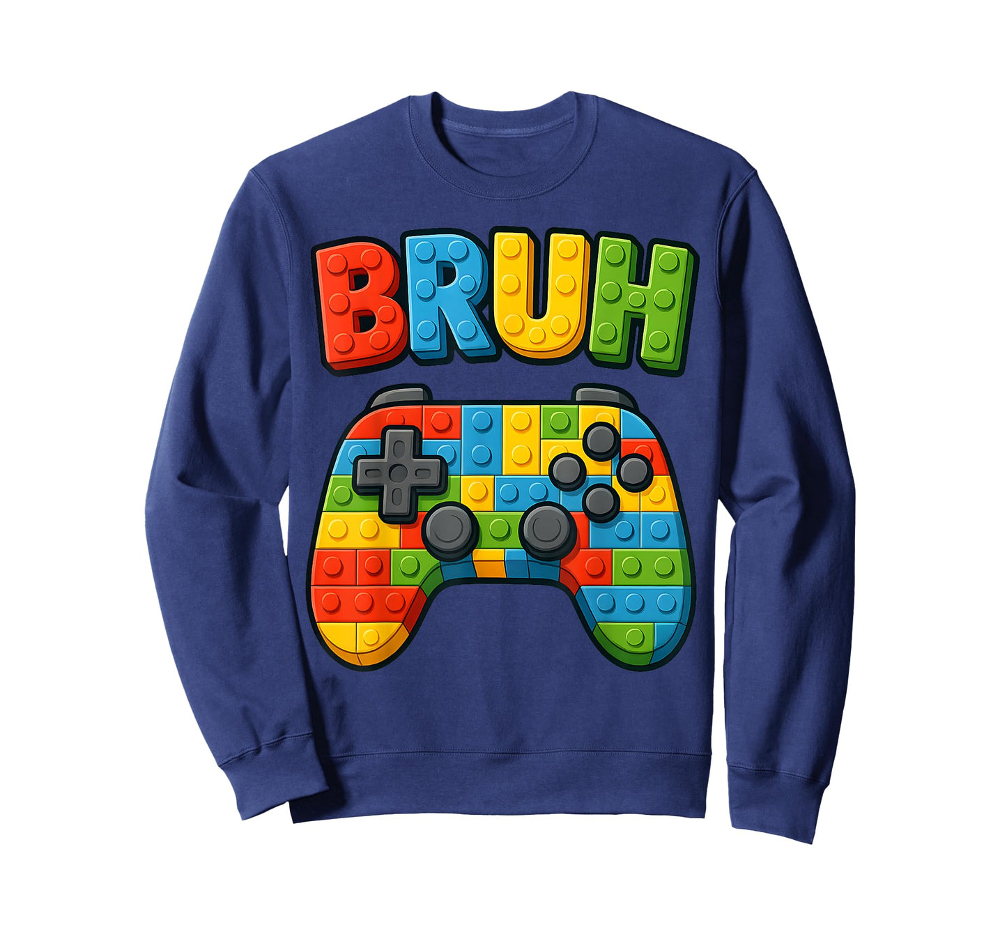 Building Blocks Bruh Funny Saying Gamer Boys Brick Builder T-Shirt