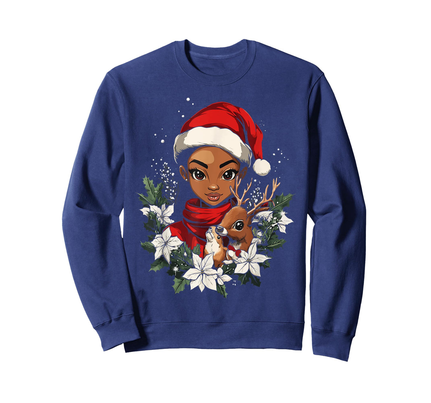 Christmas Black African American Deer Women Kids Girl Xmas T-Shirt