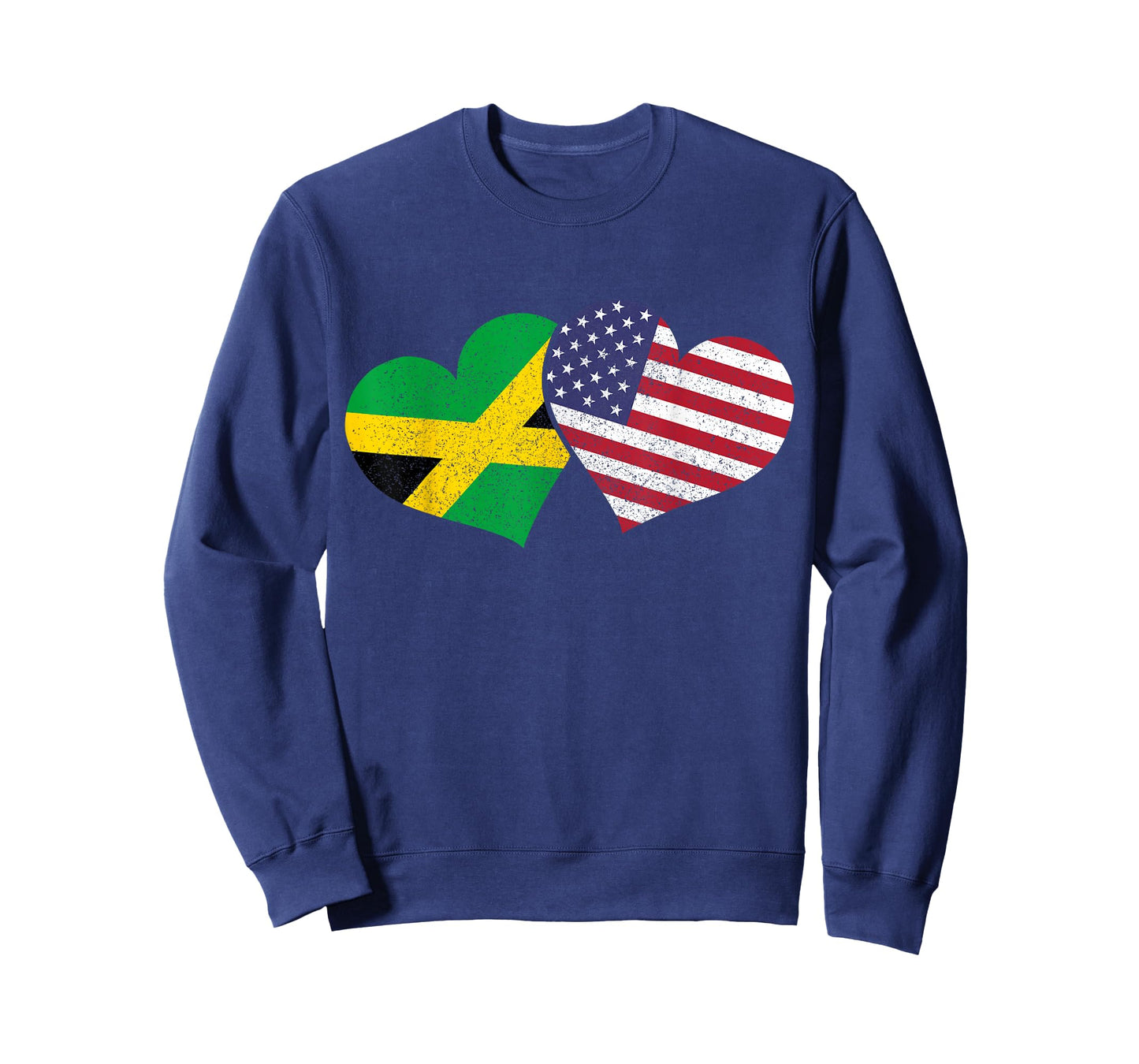 Jamaica Heart Jamaican Heritage USA American Flag Patriotic T-Shirt