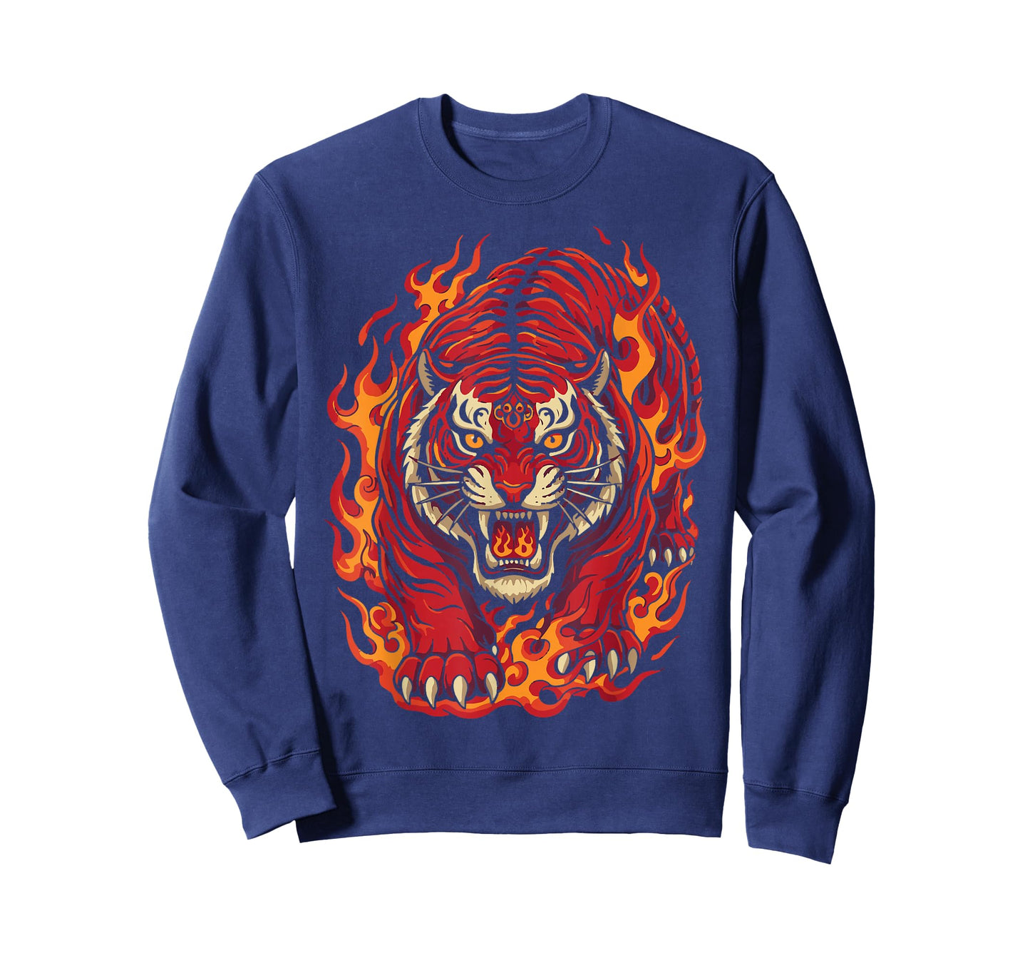 Fire Tiger Red Flame Mythical Beast Tattoo Art T-Shirt