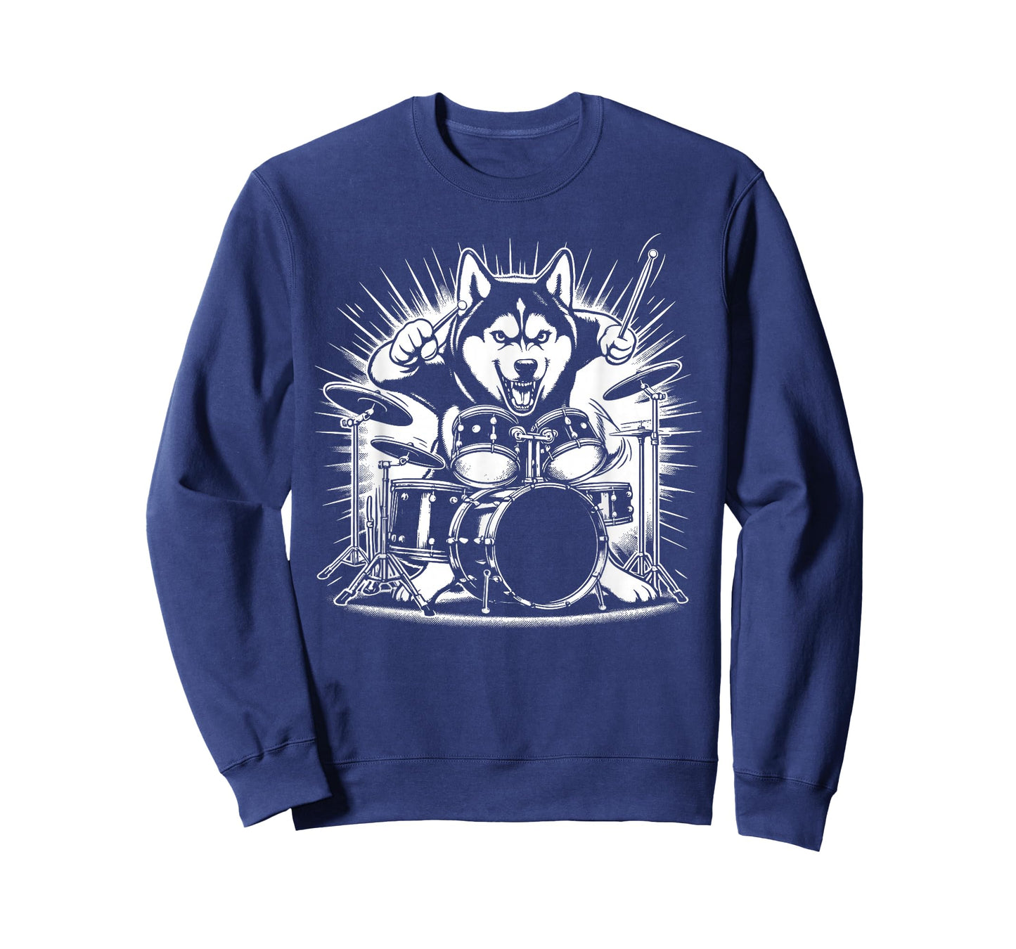 Drumming Husky Drummer Drums Music Rock Band T-Shirt