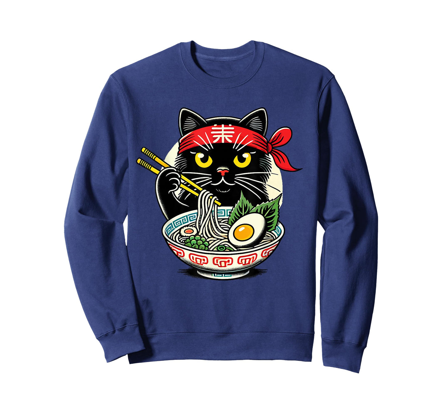 Cat Eating Ramen Noodles, Japanese Anime & Kawaii, Black Cat T-Shirt