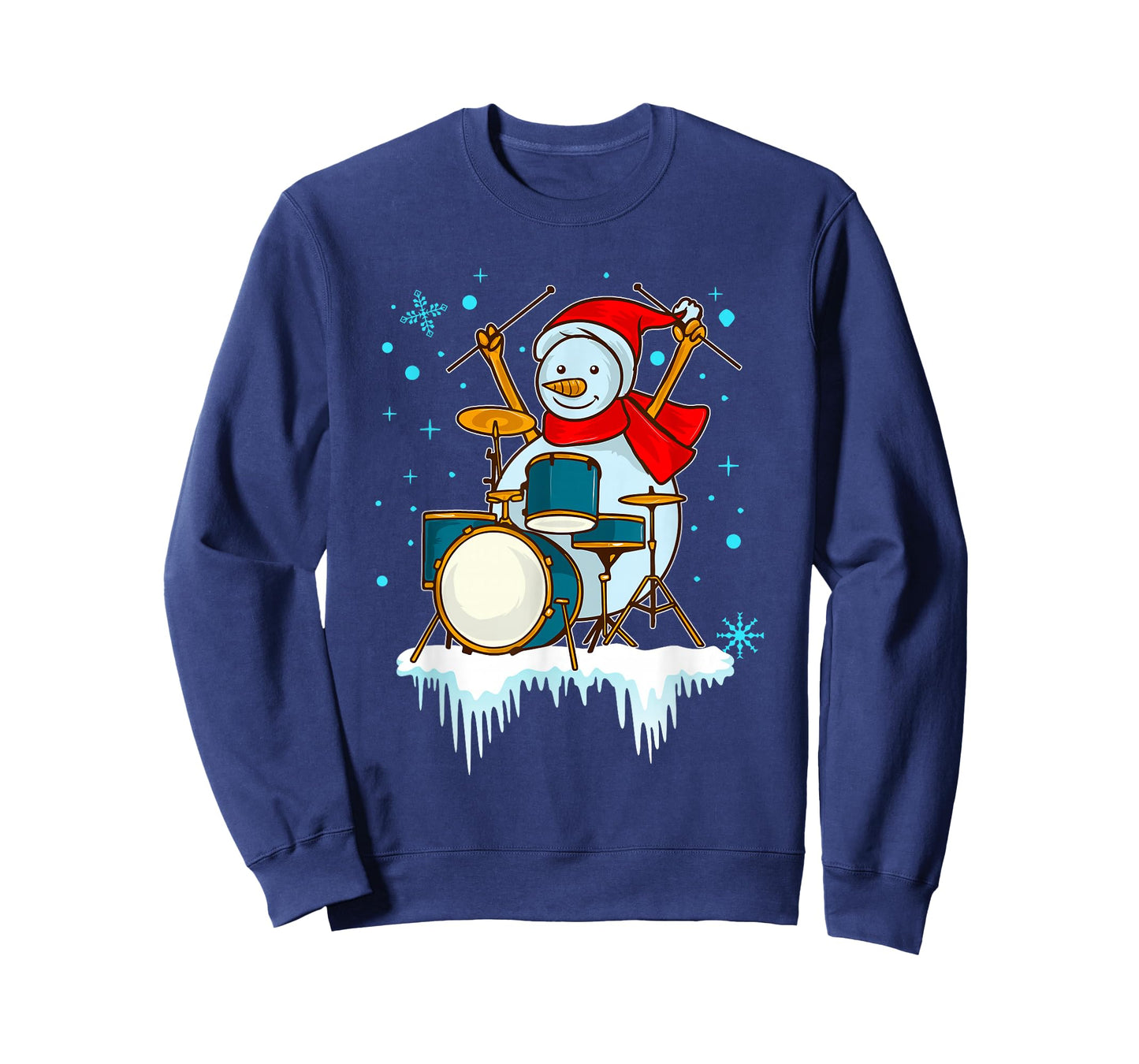 Snowman Drummer Christmas Drums Percussionist T-Shirt