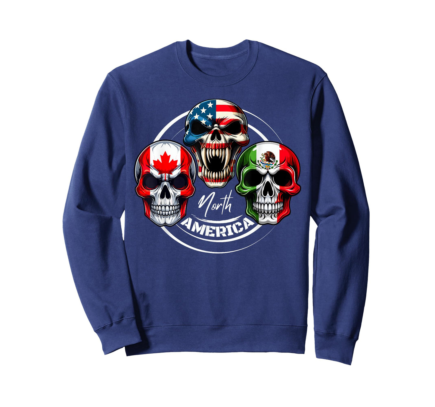 North America Canada United States Mexico Skull Flags T-Shirt