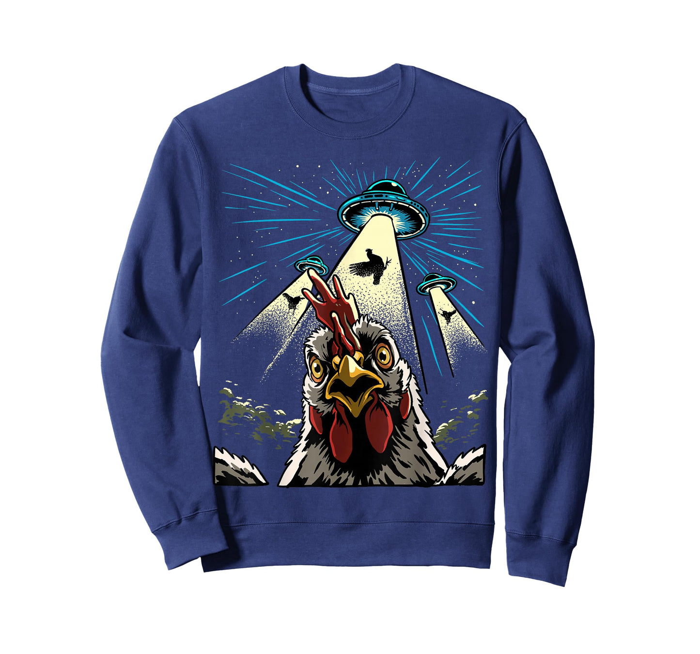 Alien Chicken Rooster UFO Abduction Funny Alien Sci-Fi T-Shirt