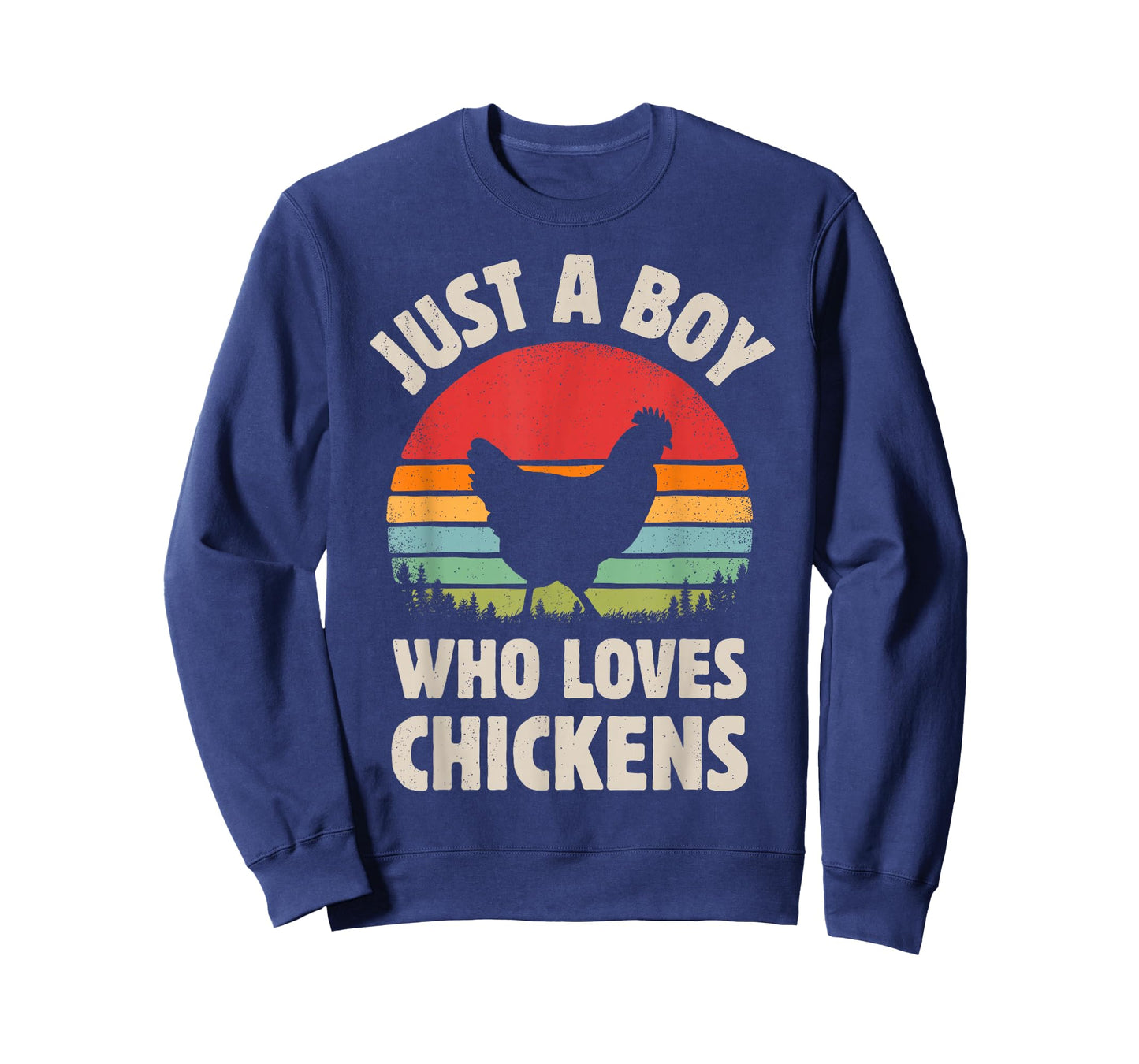 Chicken Just A Boy Who Loves Retro Farm Animal Farmer Sunset T-Shirt