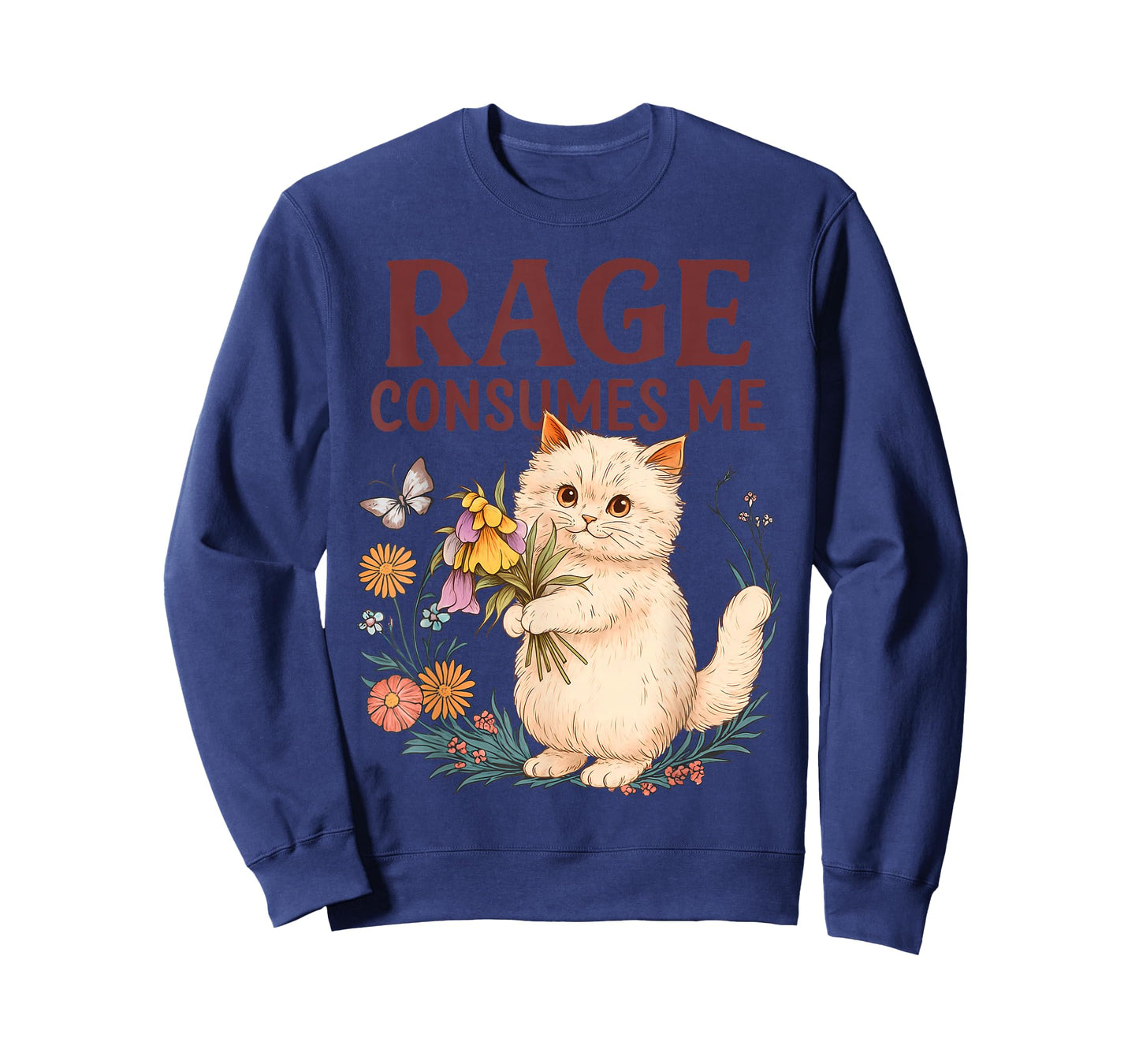 Rage Consumes Me Cat Flower Funny Kitten Women Men T-Shirt