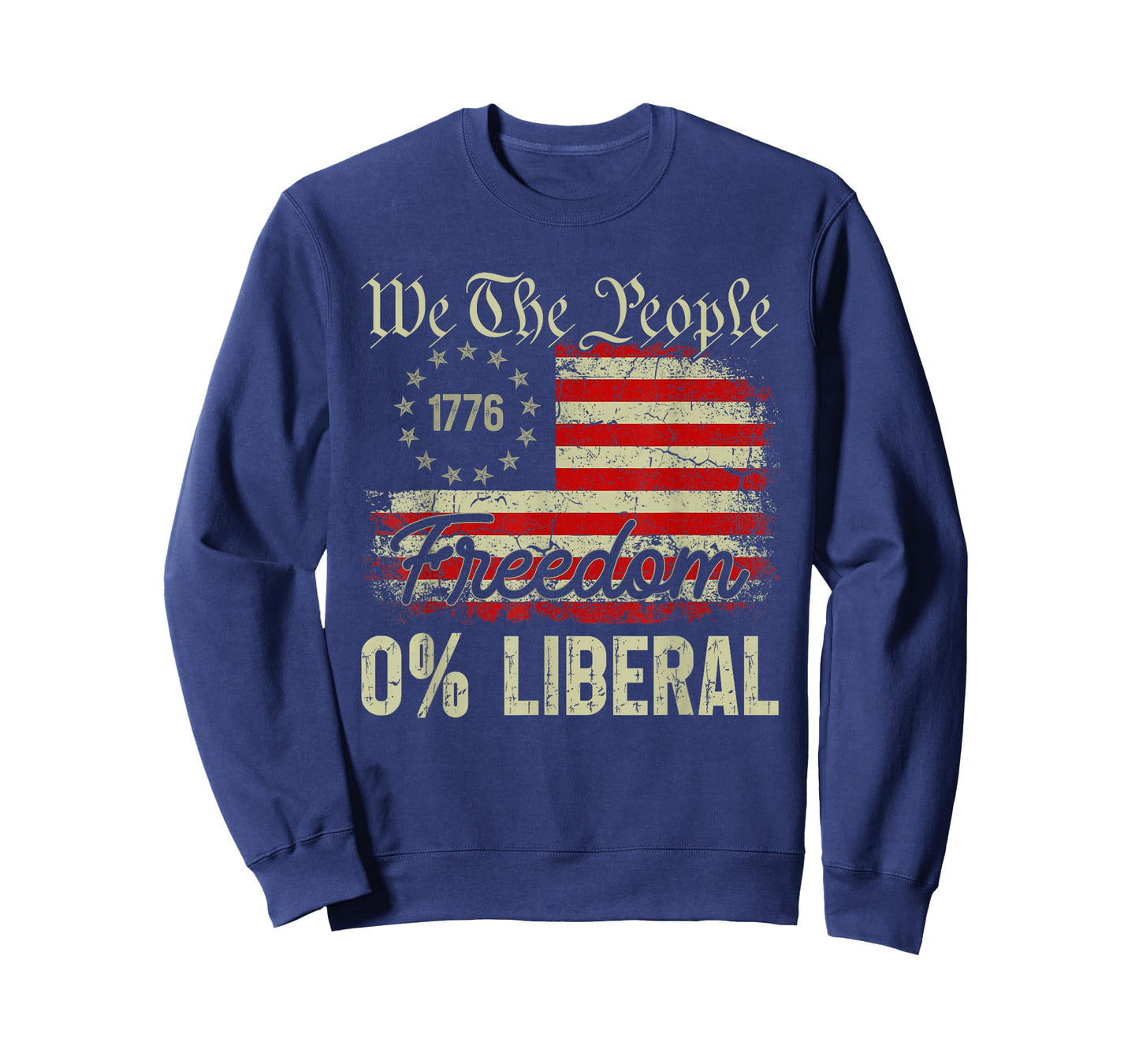 0% Liberal 100% American Zero Percent Liberal US Flag Retro T-Shirt