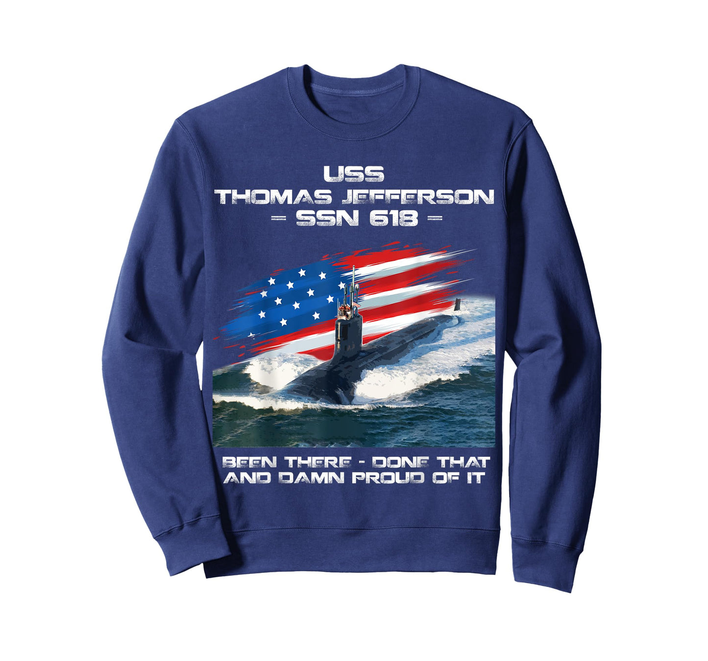 USS Thomas Jefferson SSN-618 American Flag Submarine Veteran T-Shirt for Women Men
