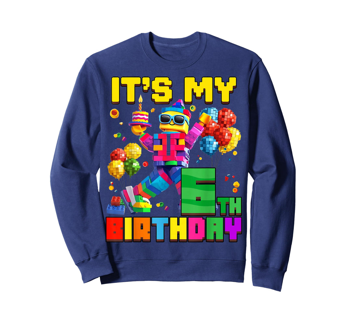 Its My 6th Sixth Birthday Building Brick 6 Years Old Boys T-Shirt