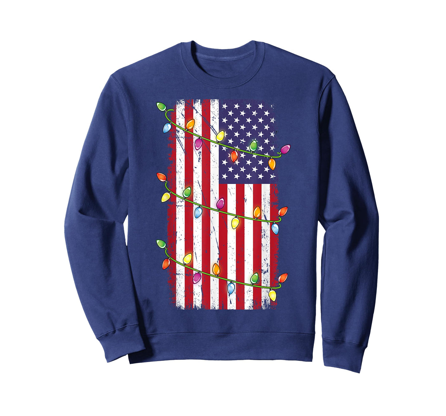 Christmas Lights USA Flag Shirt Patriotic Veteran Christmas T-Shirt