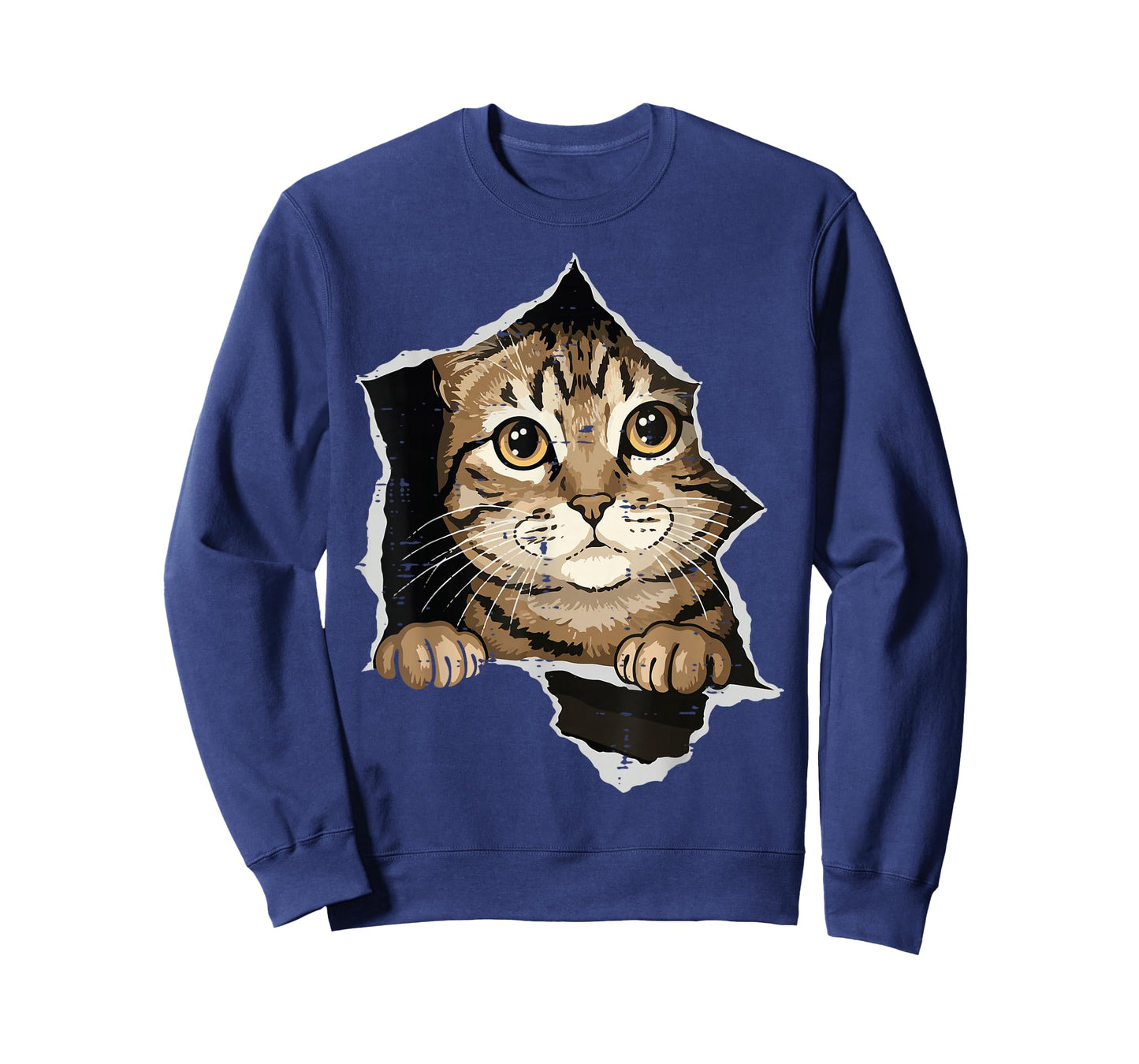 Cat Peeking Torn Paper Cute Kitten Kitty Women Girls Kids T-Shirt