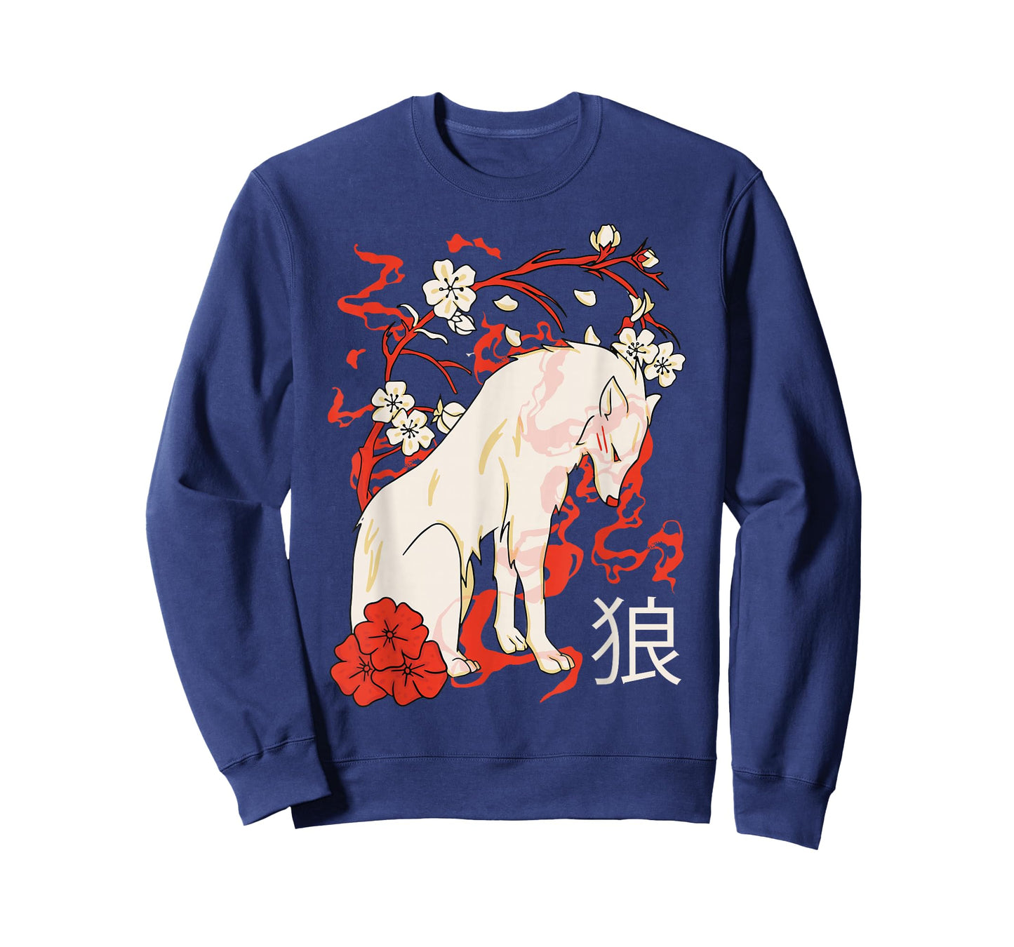 Japanese White Wolf Flowers T-Shirt