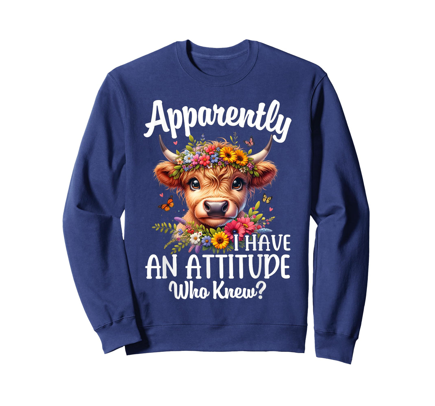 Apparently I Have An Attitude Who Knew Highland Cow Print T-Shirt
