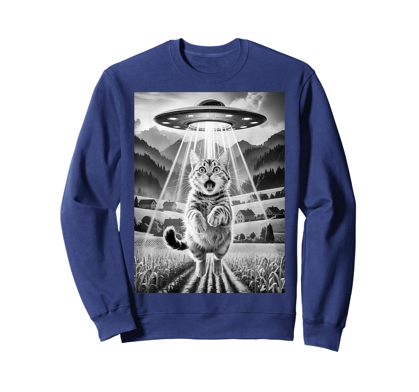 Cat UFO Alien Abduction Funny Graphic Tees Men Women Kids T-Shirt