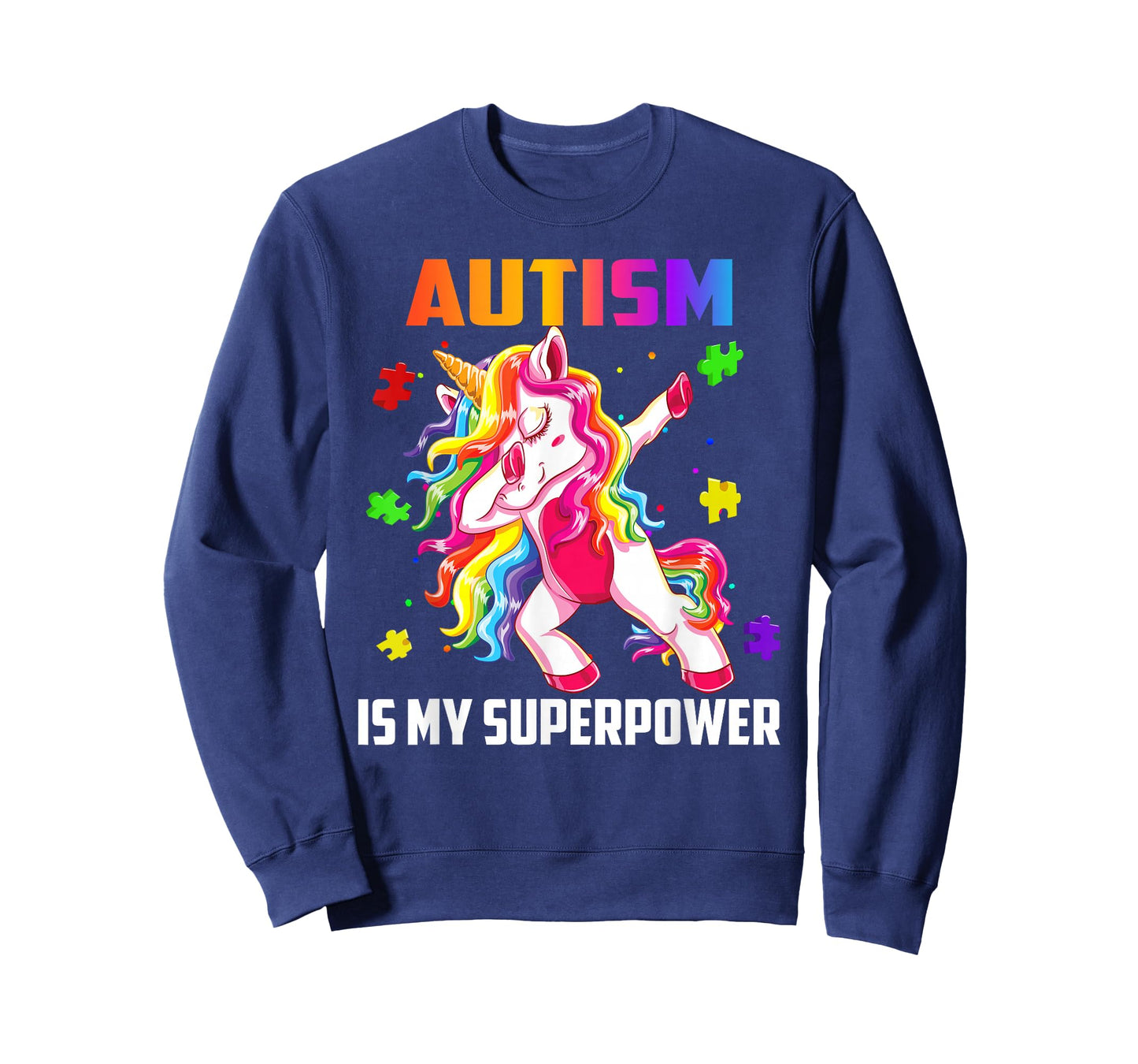 Autism Is My Superpower Dabbing Unicorn Gift Kids Boys Girls T-Shirt
