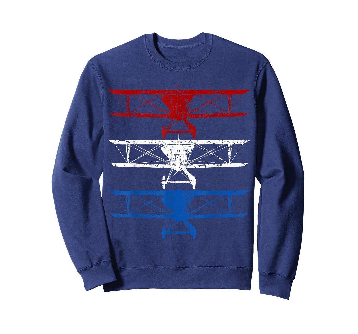 Retro Biplane American Flag 4th Of July Airplane Aviation T-Shirt