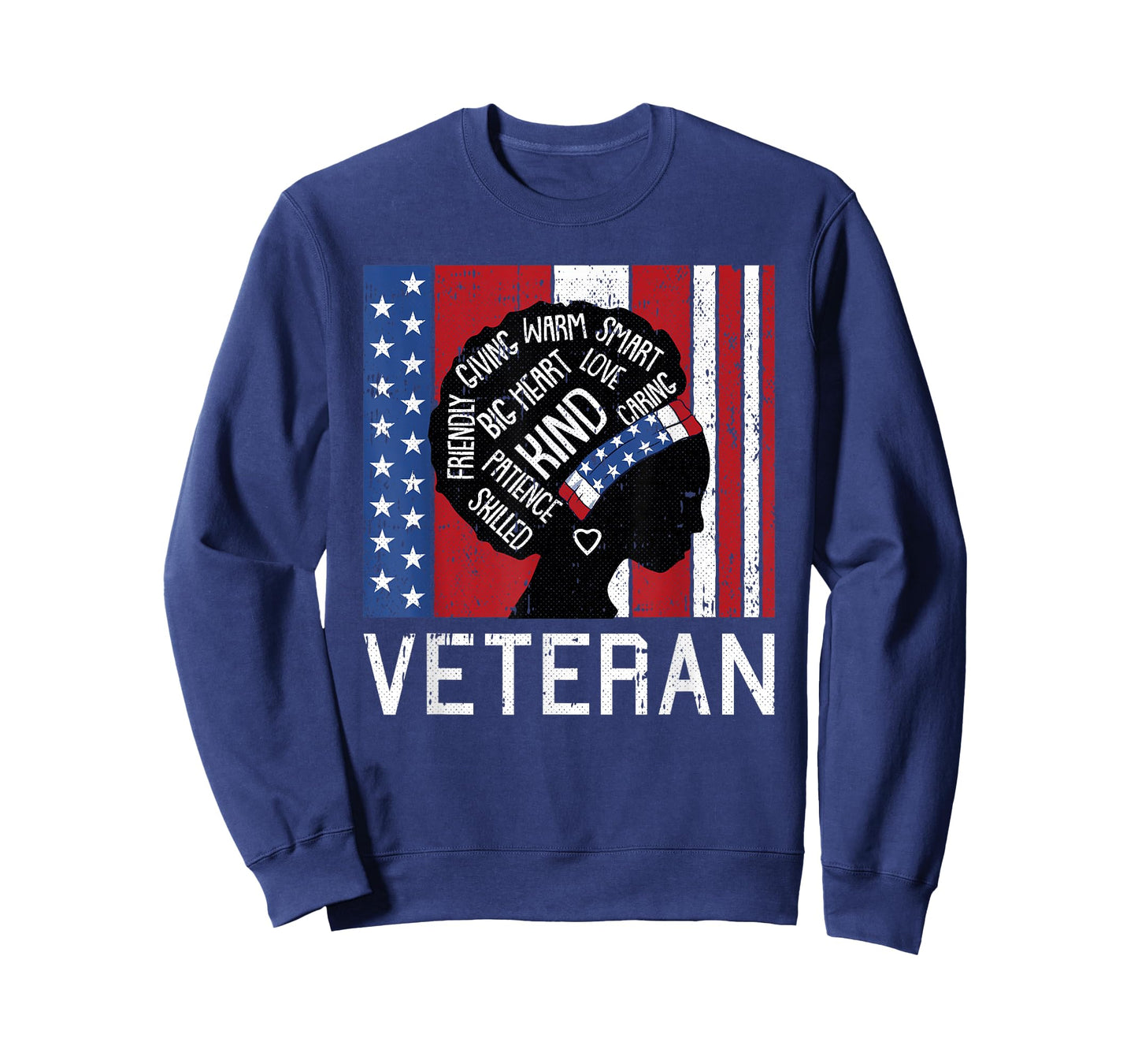 Afro Woman American Flag Veteran Patriotic Military Wife T-Shirt