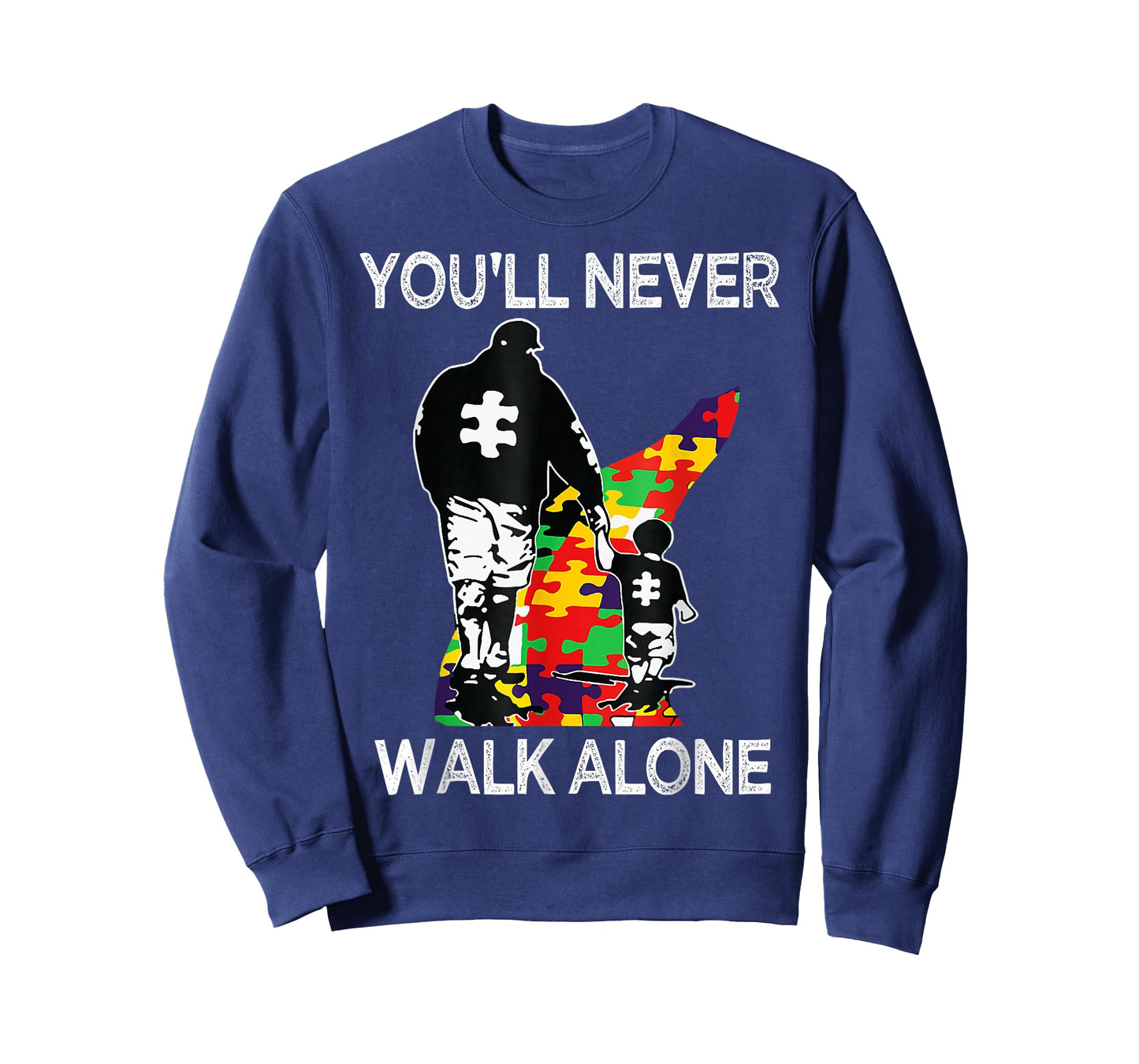 Autism Dad Support Alone Puzzle You'll Never Walk T-Shirt