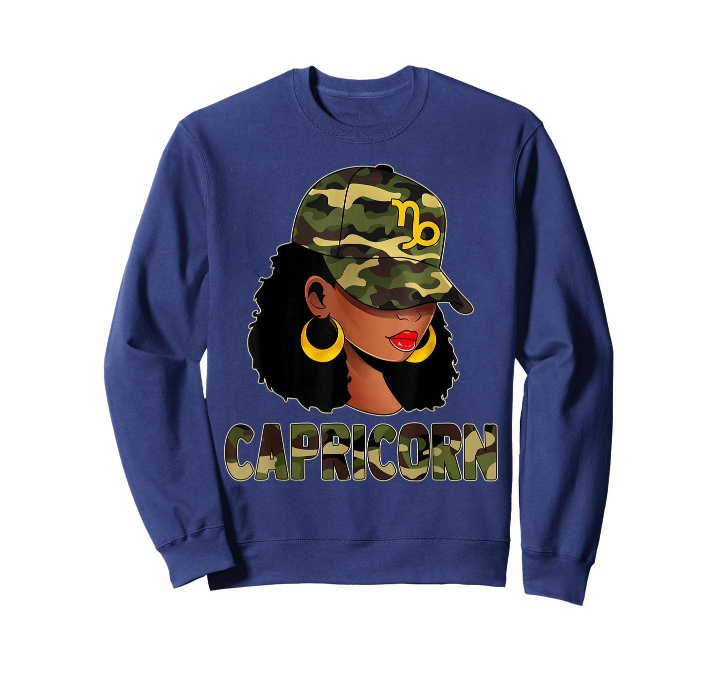 Capricorn Queen Camouflage Black Woman Cap Zodiac Sign T-Shirt