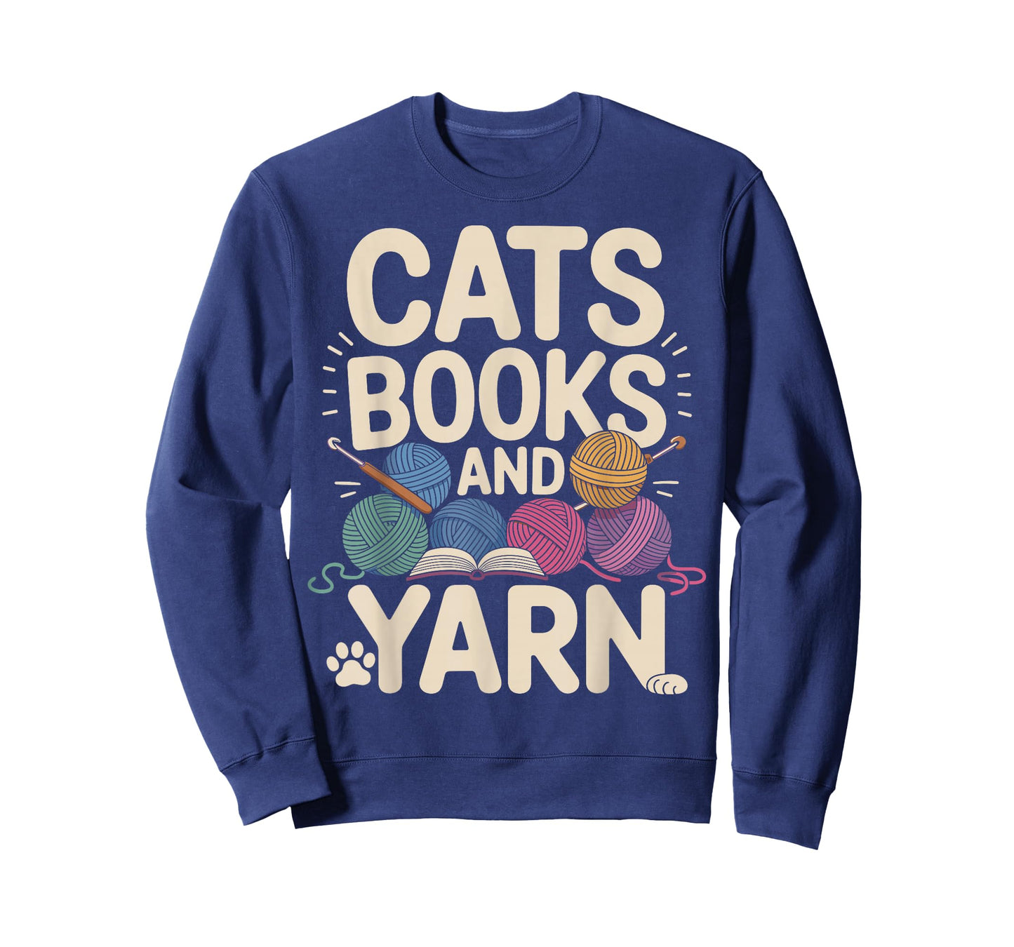 Cats Books And Yarn Crochet Funny Crocheting T-Shirt