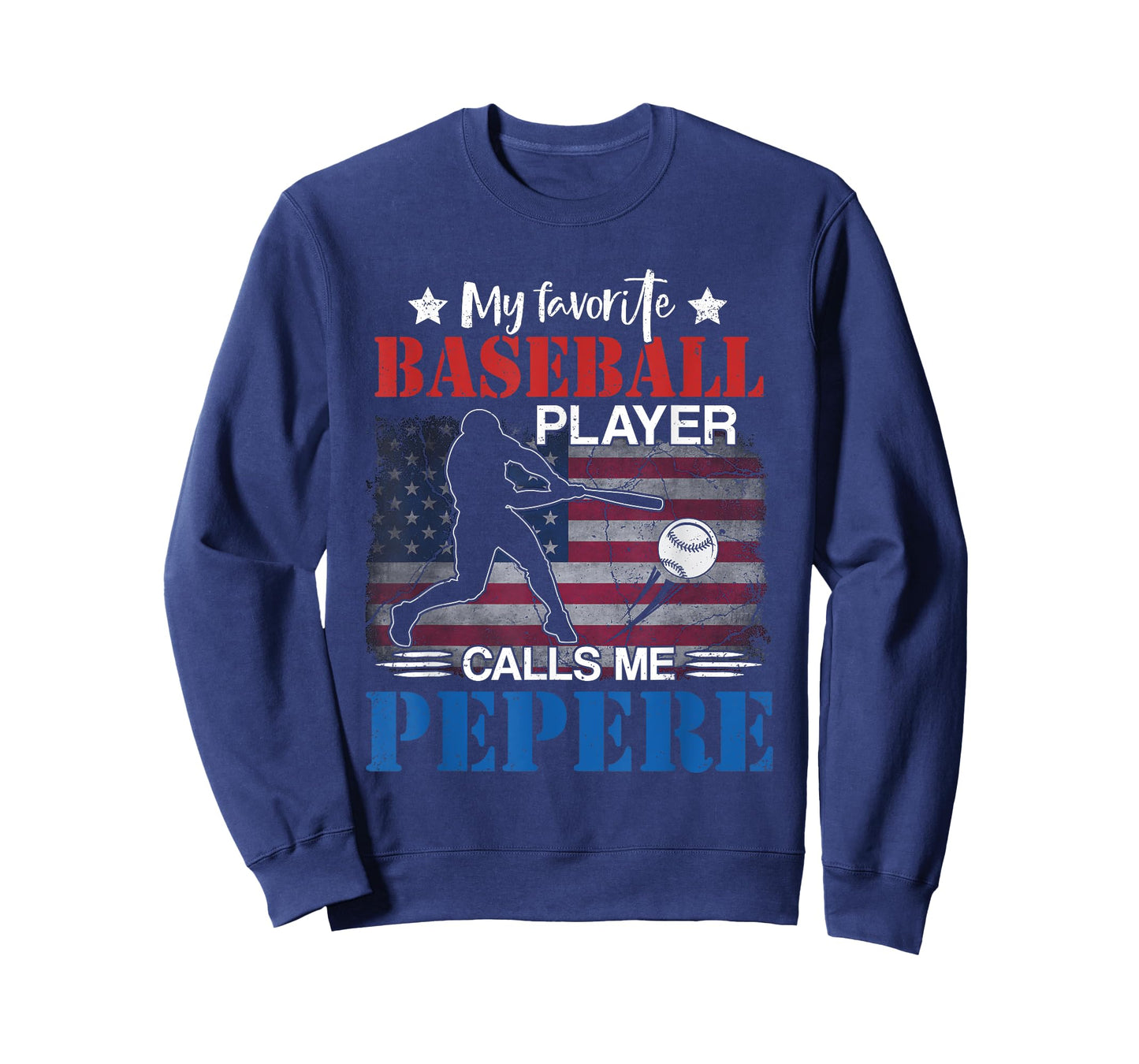 My Favorite Baseball Player Calls Me Pepere American Flag T-Shirt for Men