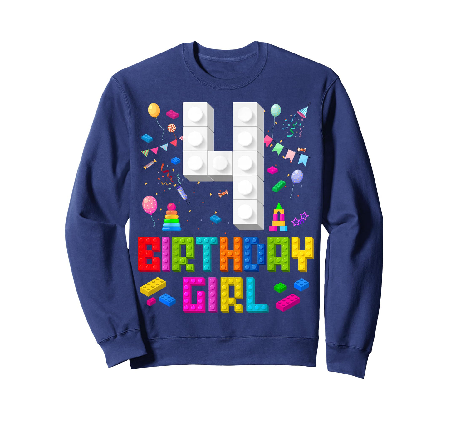 4th Birthday Girl Master Builder 4 Years Old Building Block T-Shirt
