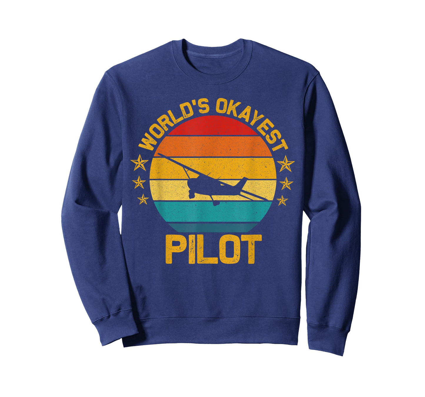 Aviation Airline Airplane Pilot Ideas Vintage Flying Airplane World's Okayest Pilot Unisex-Adults Black Cotton 60% Polyester 40% Classic Fit Crew Collar Short Sleeve T-Shirt Small