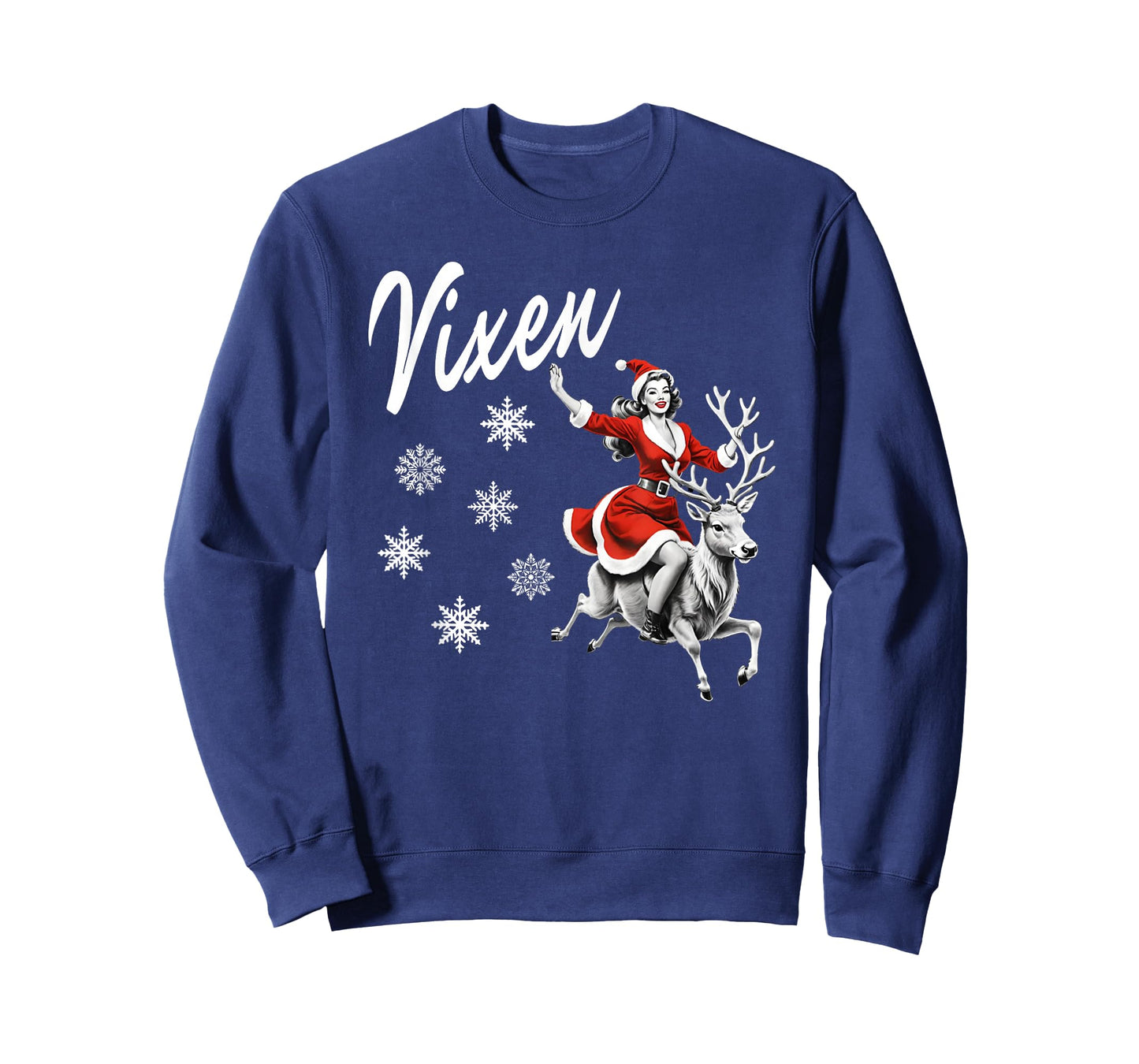 Vixen Reindeer Retro Sexy Pin Up Girl Funny Christmas Party T-Shirt