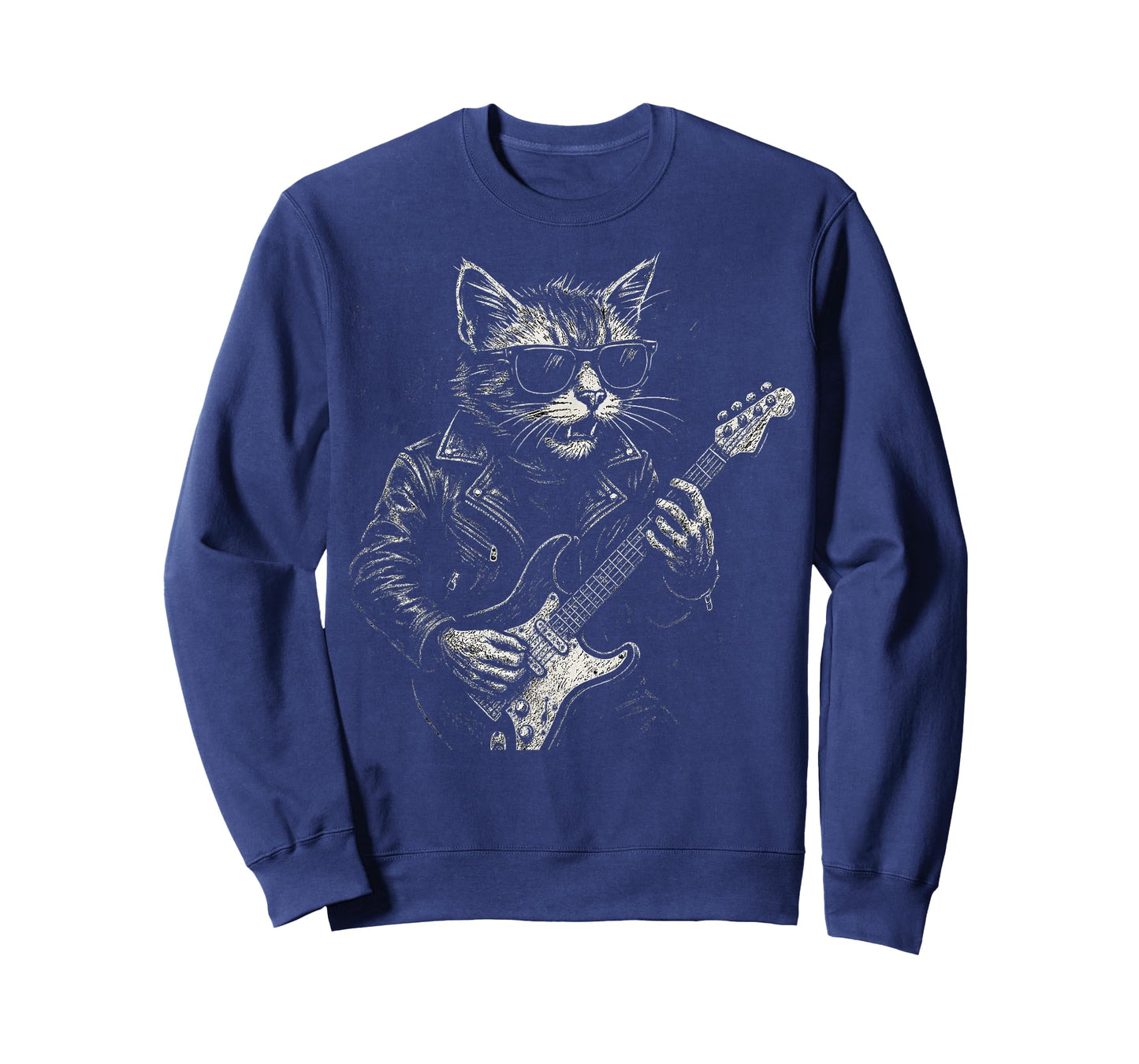 Retro Cat Rock Music Men Kids Women Funny Cat T-Shirt