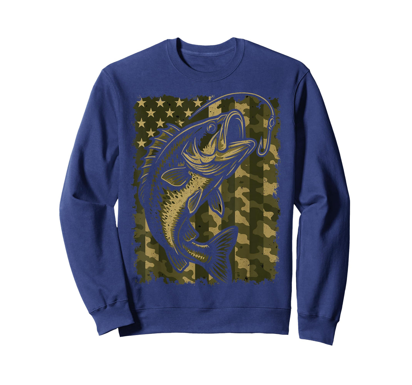 Patriotic Bass Fishing Camouflage American Flag T-Shirt