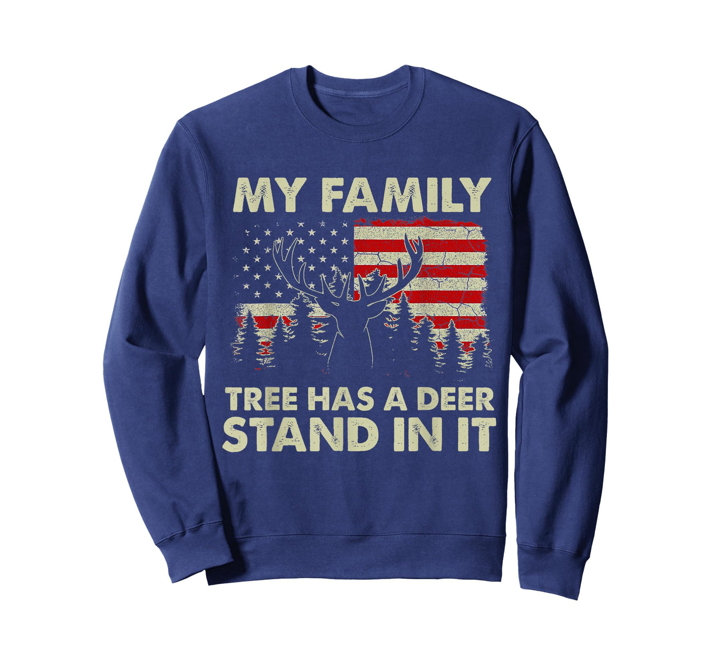 My Family Tree Has A Deer Stand In It Hunting USA Flag T-Shirt