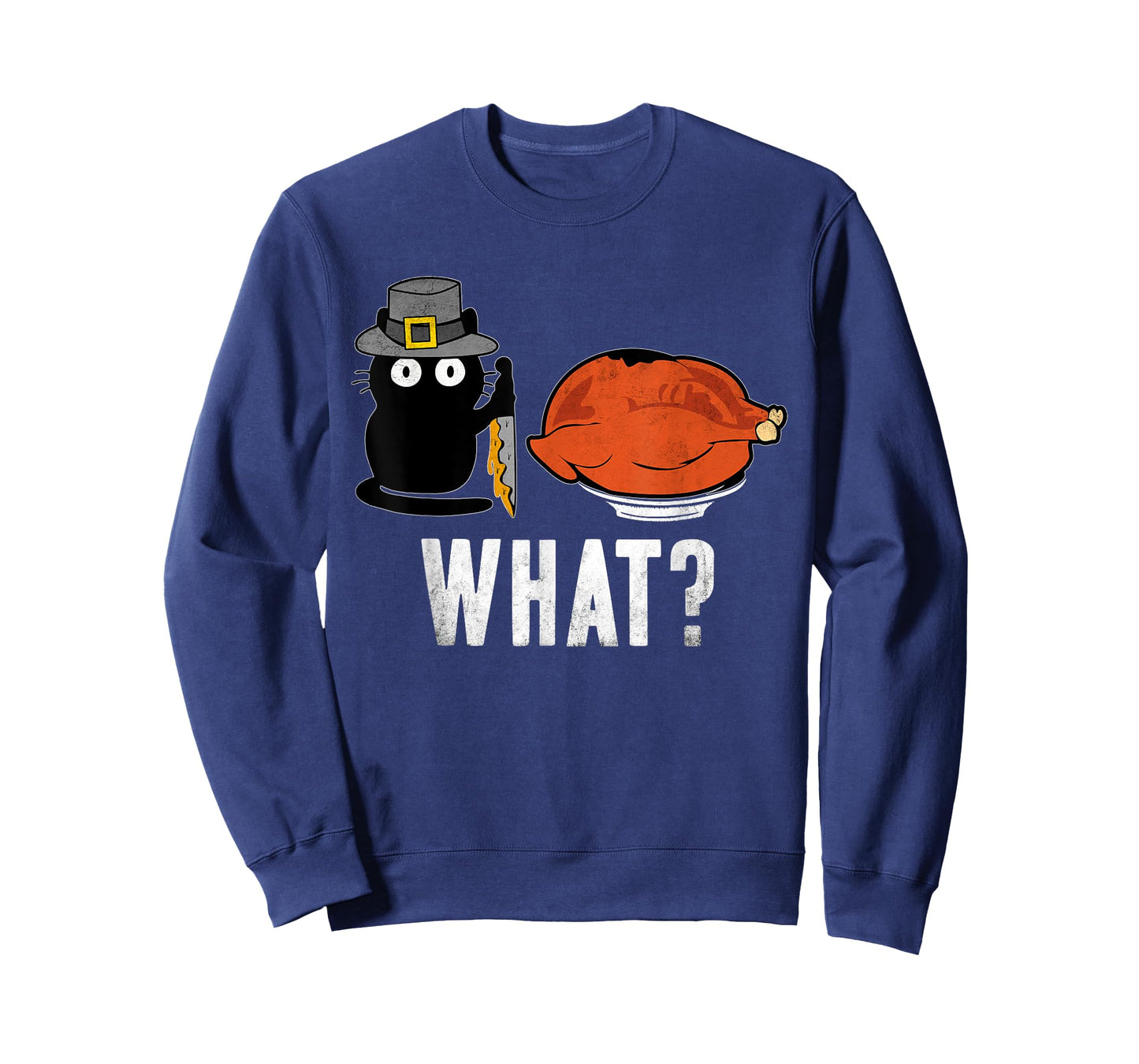 Cat What? Thanksgiving Day Turkey Funny Black Cat T-Shirt for Men Women