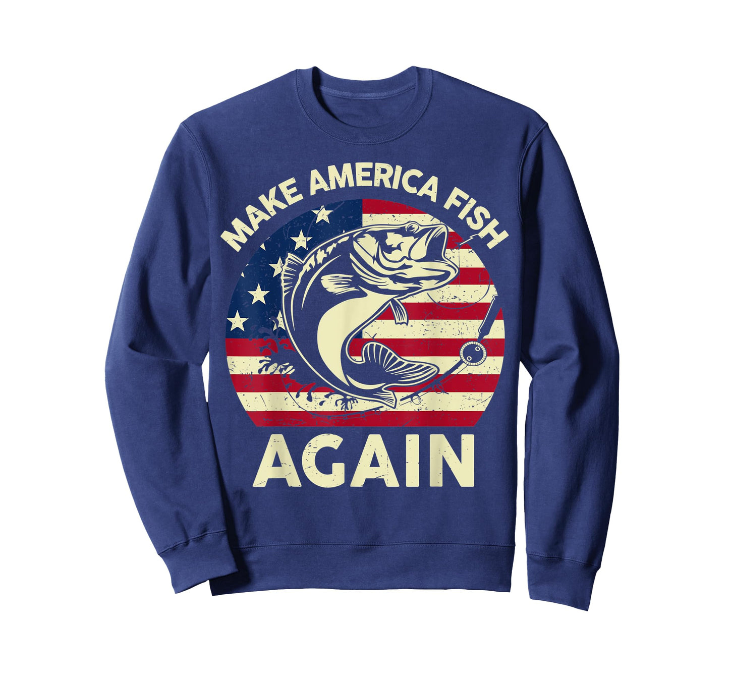 Mens Make America Fishing Again Shirt 4th of July Funny Bass Fish T-Shirt