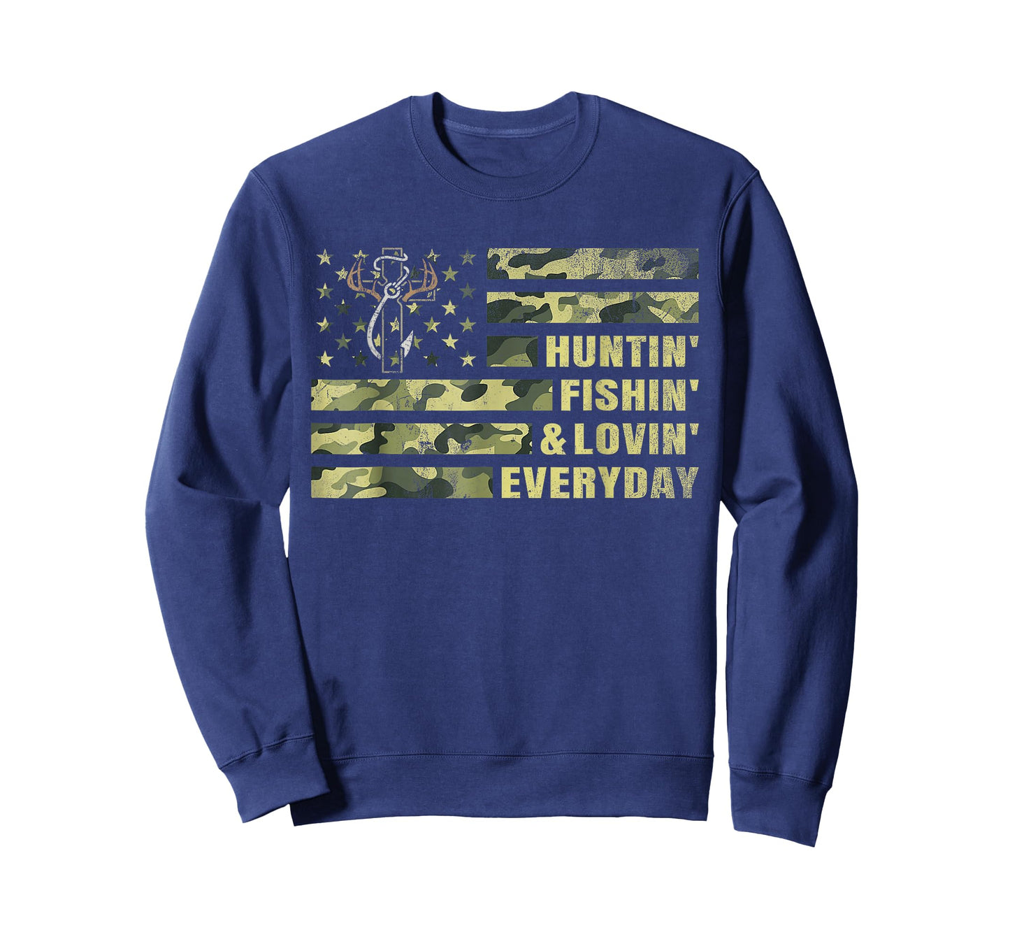 Hunting Fishing Loving Every Day Camo American Flag Patriot T-Shirt