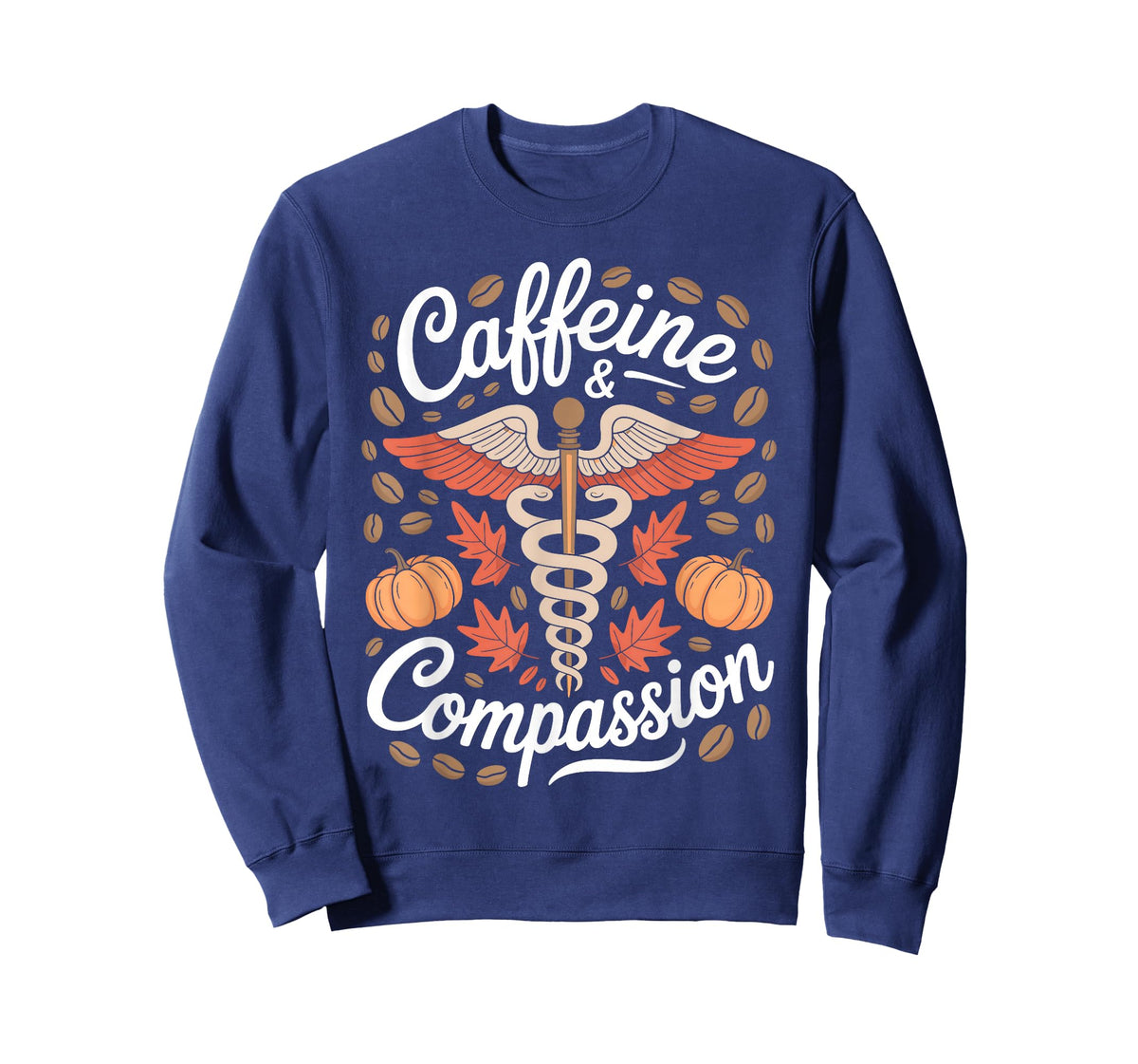 Caffeine and Compassion Medical Fall Coffee Autumn Nurse Tee T-Shirt