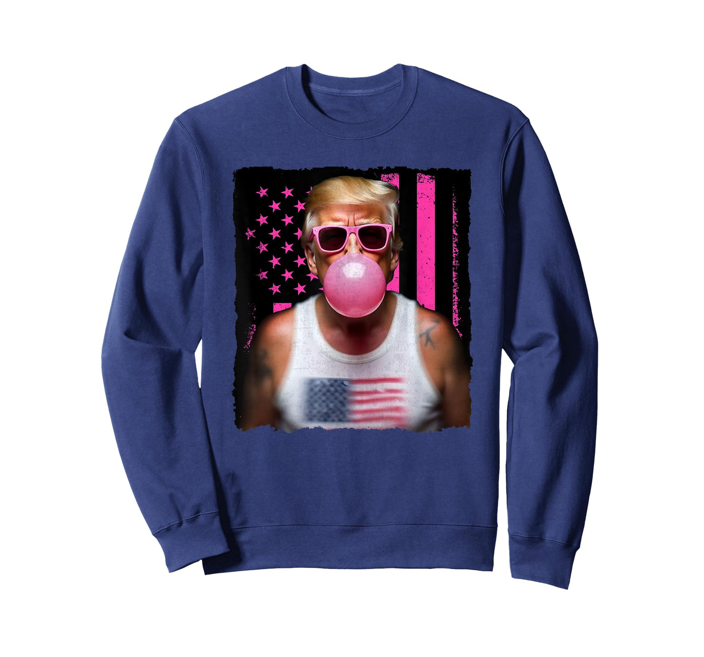 Trump Bubble Gum Pink Sunglasses USA Flag Funny T-Shirt