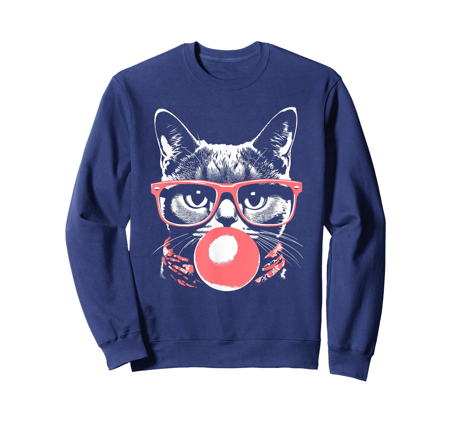 Cat in Pink Glasses Pink Bubble Men Women Kids Funny Cat T-Shirt
