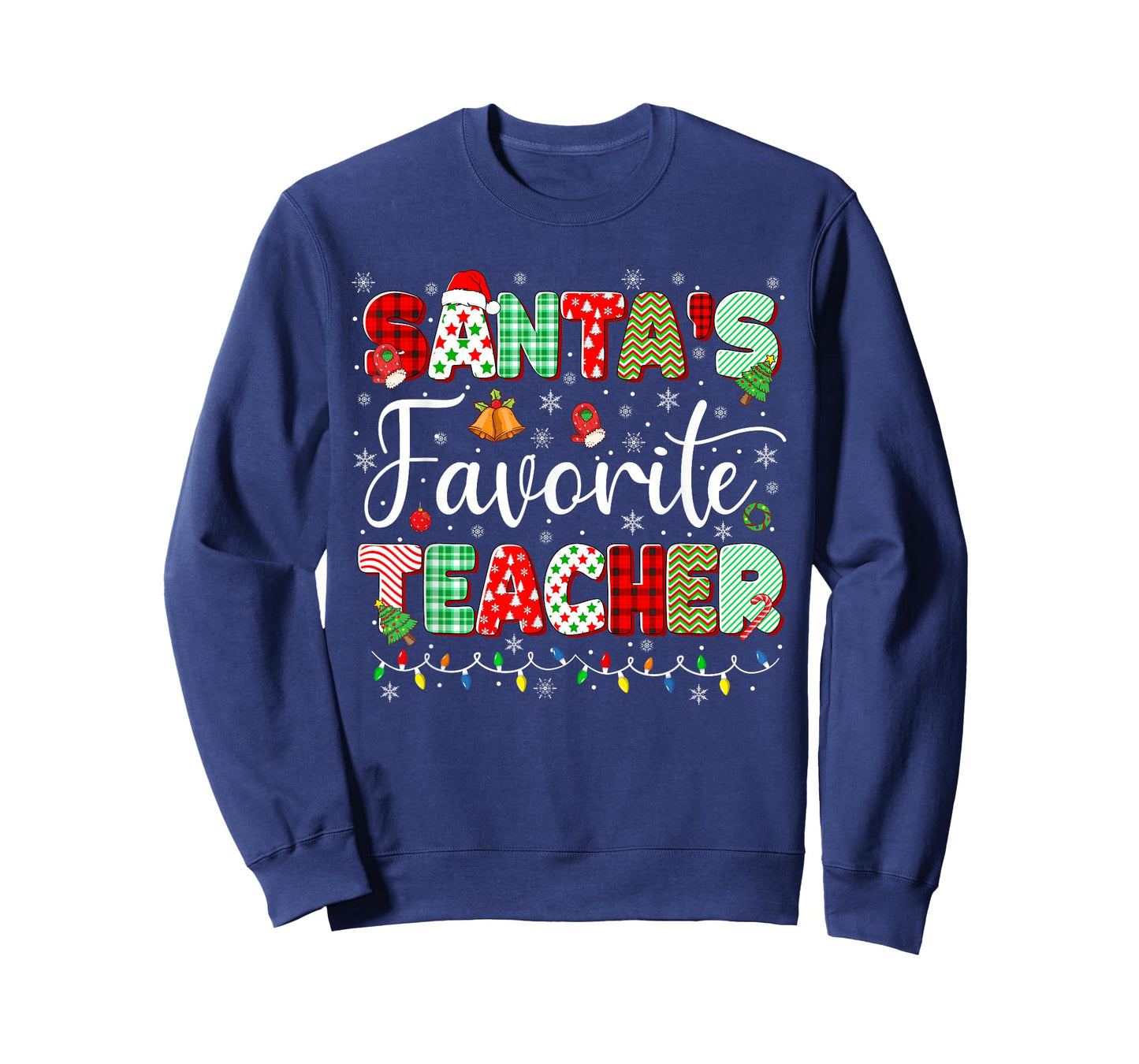 Santas Favorite Teacher Christmas Matching Xmas Men Women T-Shirt