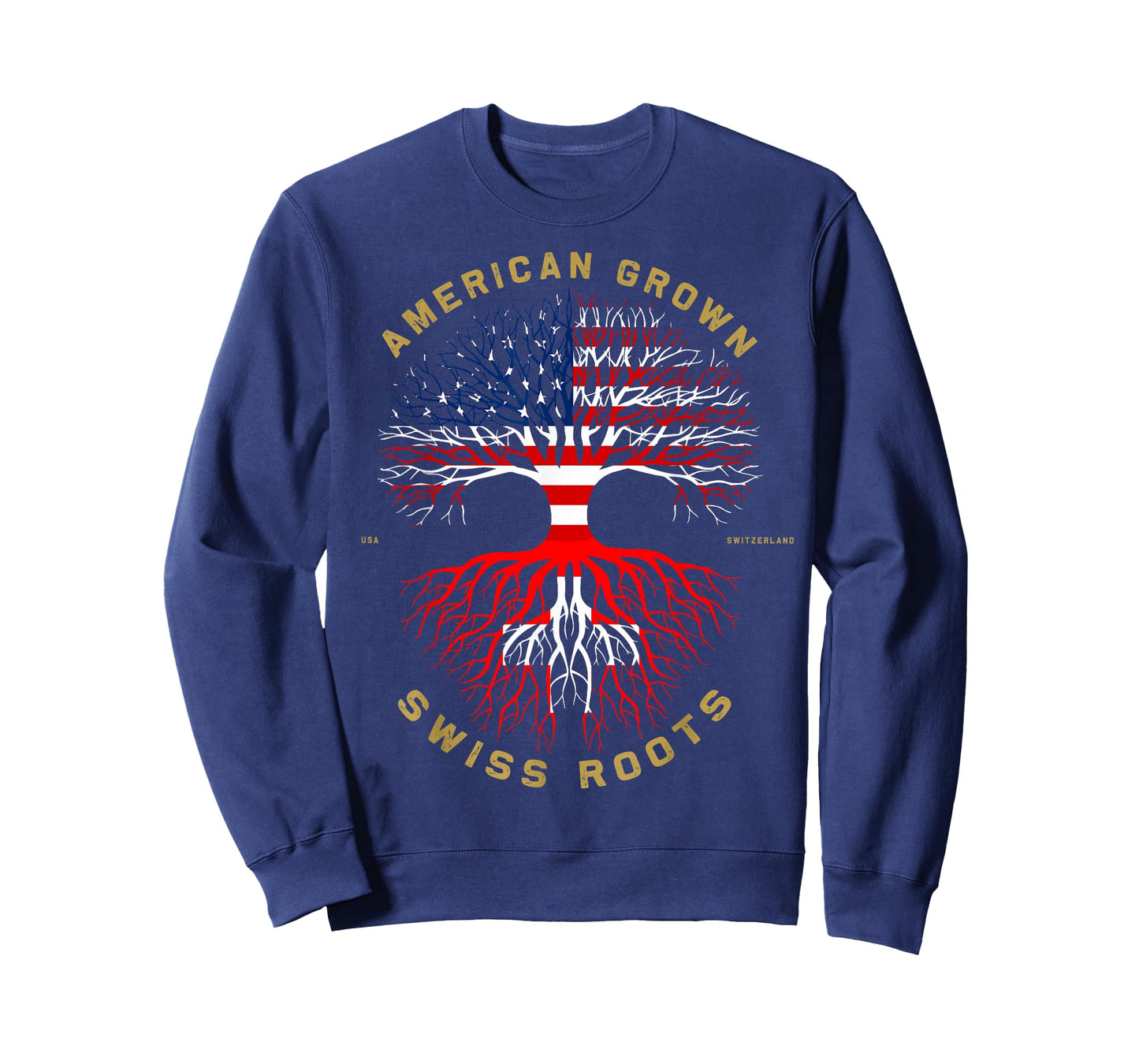 American Grown With Swiss Roots Tree USA Flag Unique Gift T-Shirt