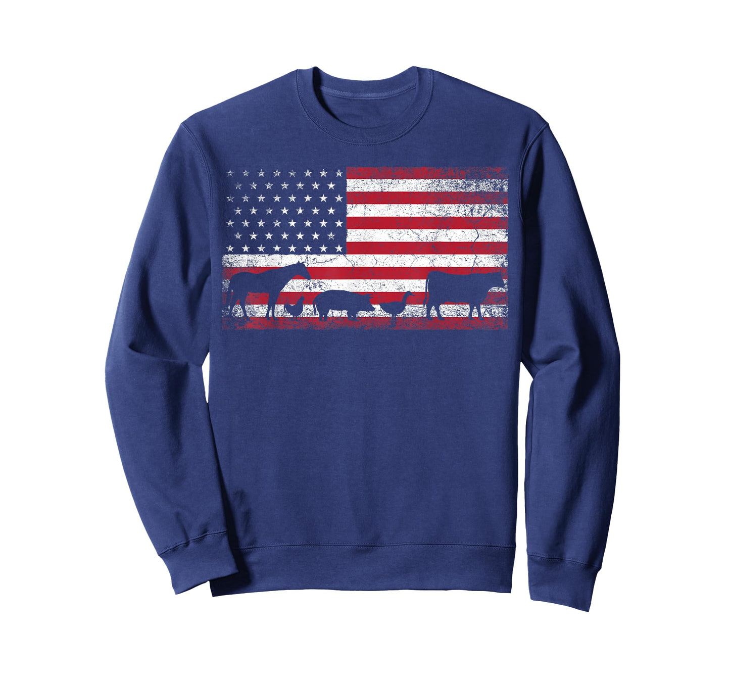 American Flag 4th of July Chicken Horse Cow Pig Farm Gift T-Shirt