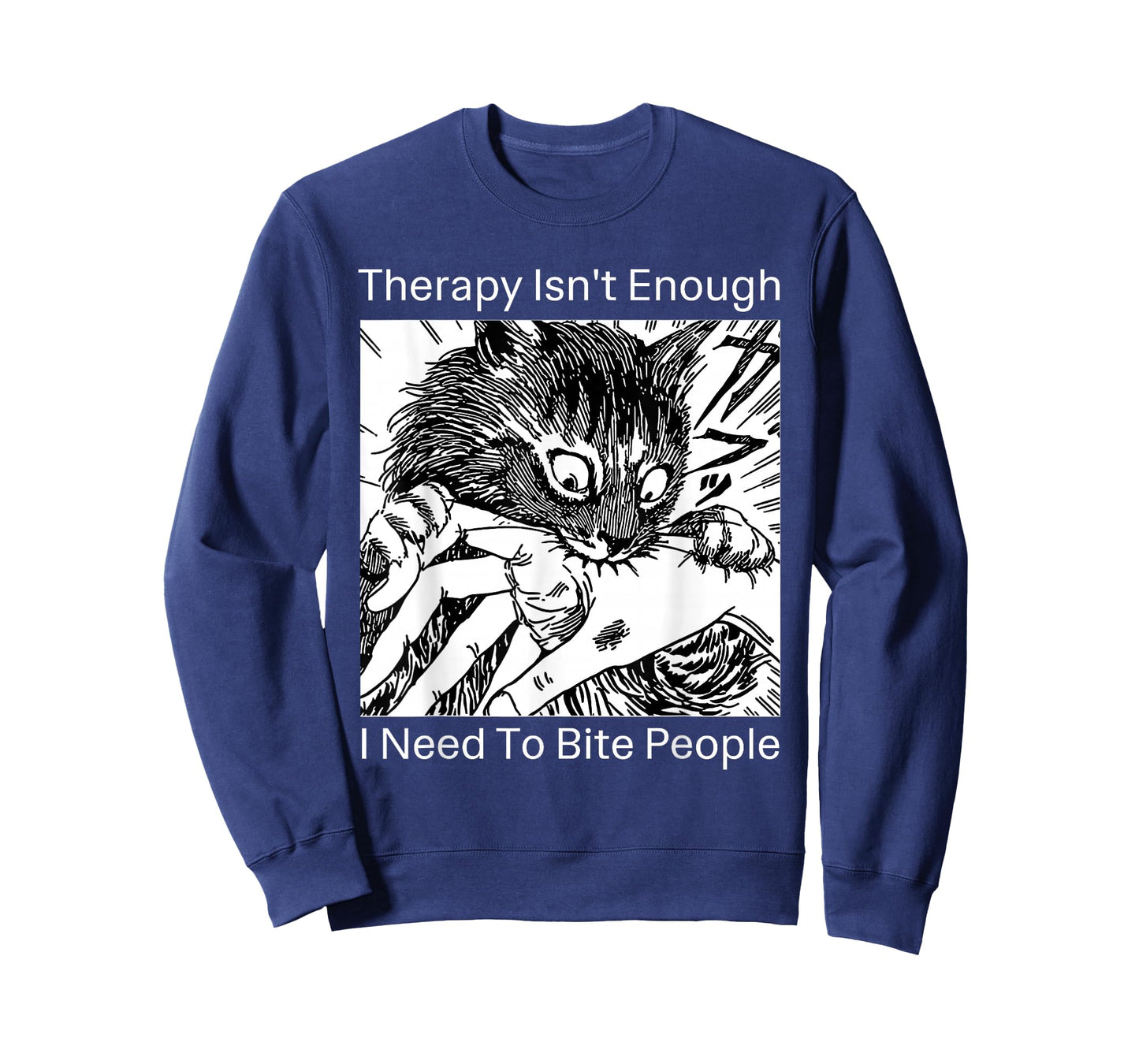 Therapy Isn't Enough I Need to Bite People Cat Japanese Meme T-Shirt