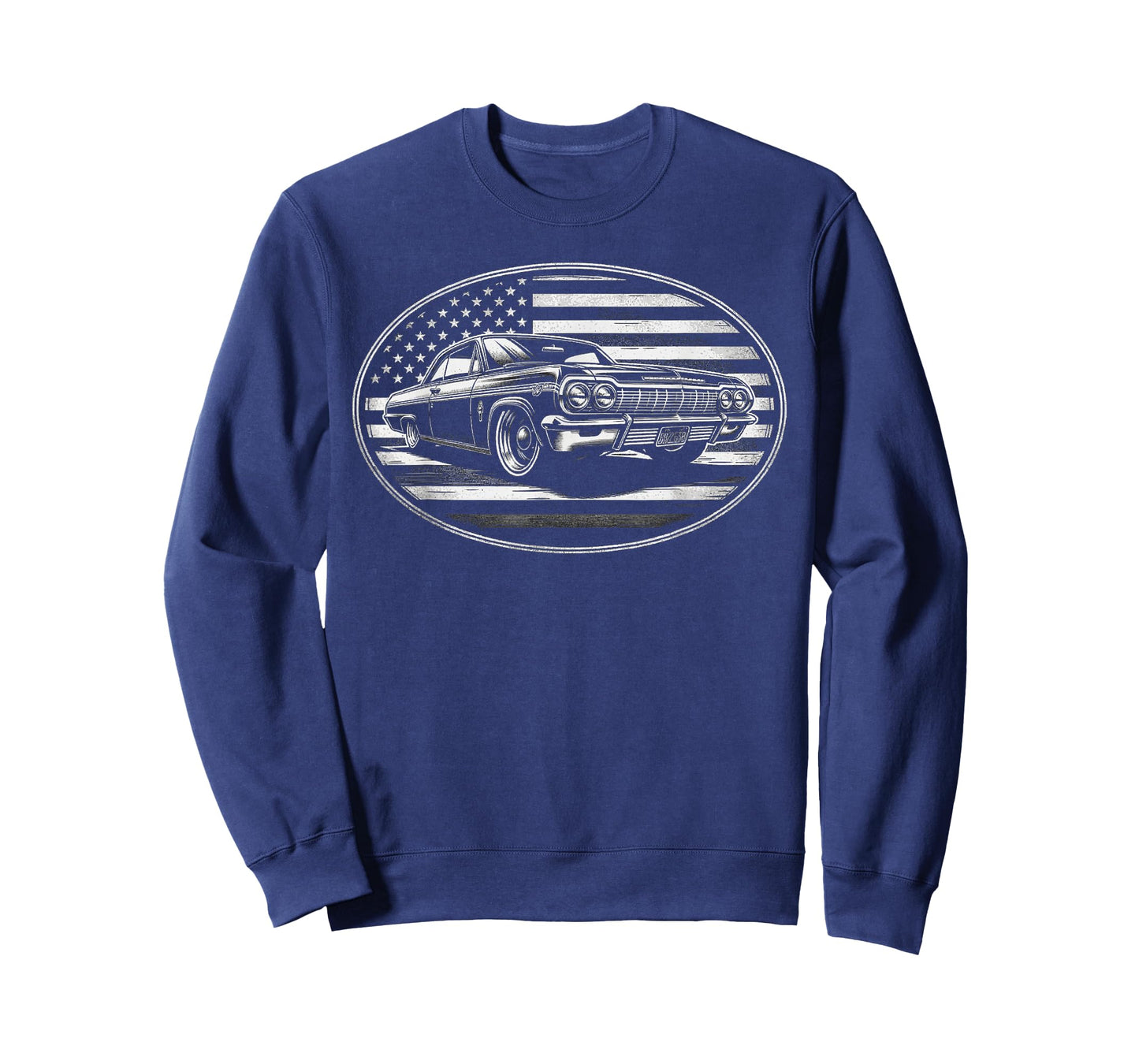 Old School Impala Muscle Hot Rod Classic American Flag Car T-Shirt