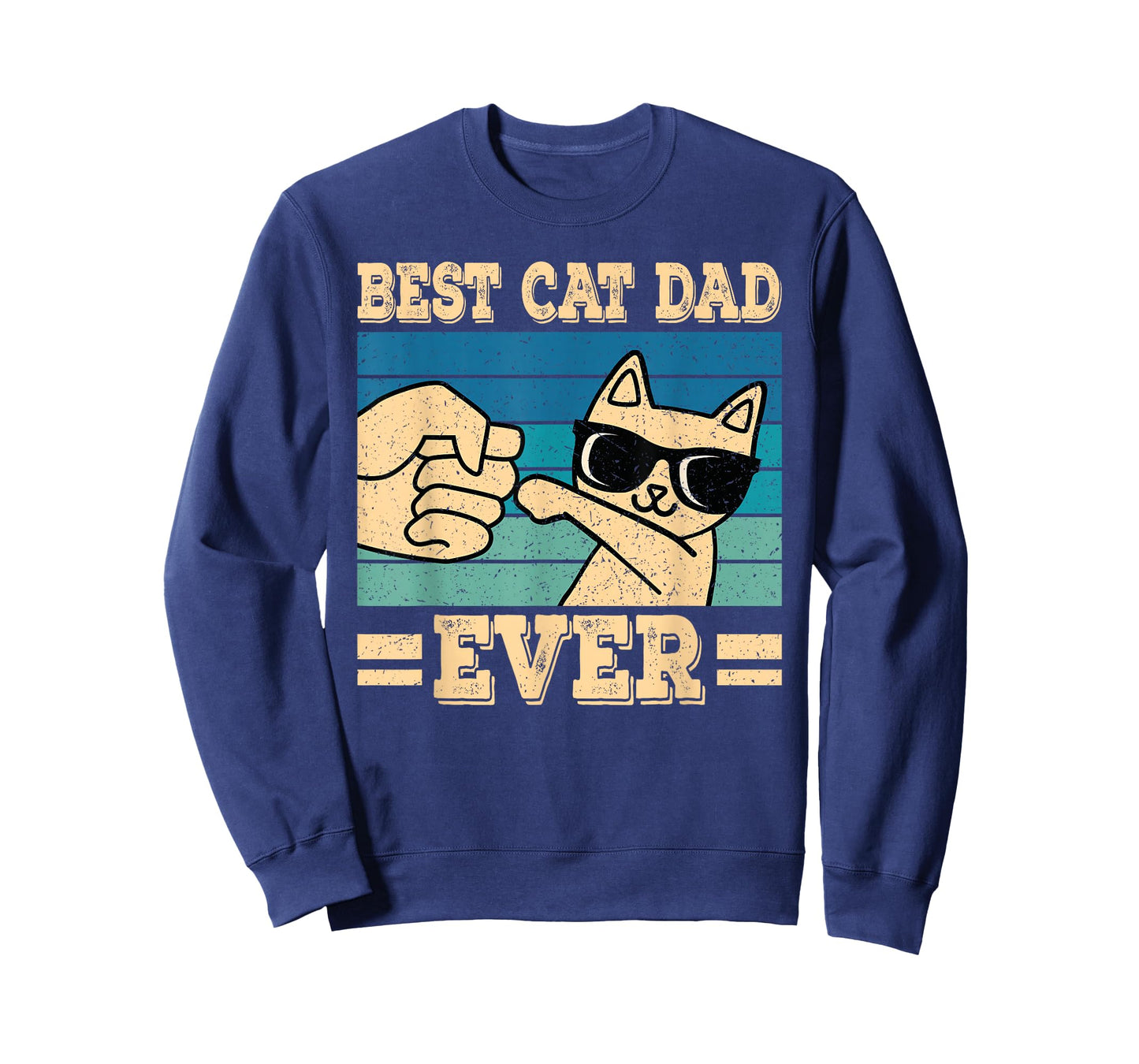 Best Cat Dad Ever Vintage Funny Cat Lover Retro Men T-Shirt
