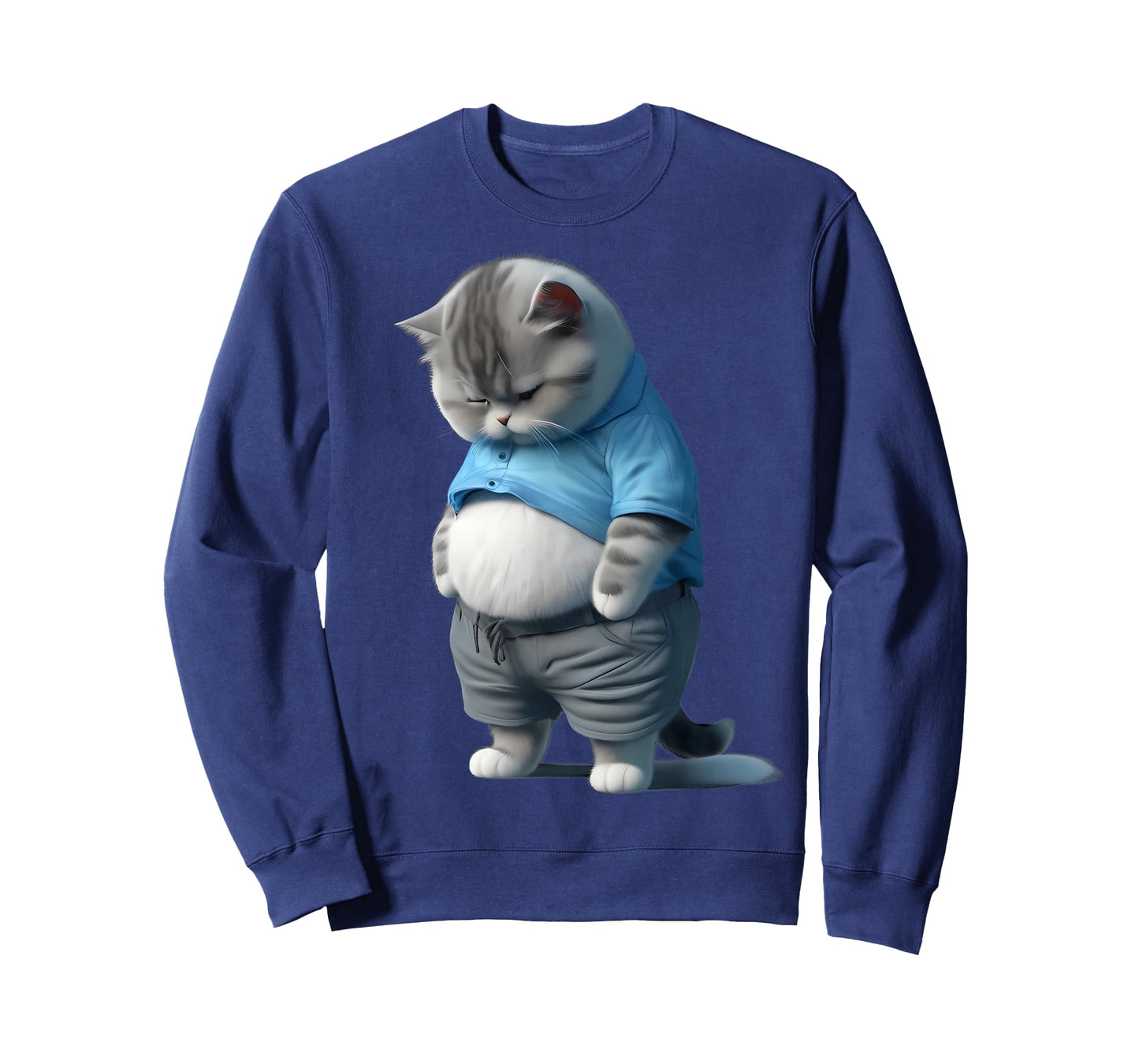 Funny Fat Sad Cat Art Design Fat Kitten Cat Lover T-Shirt